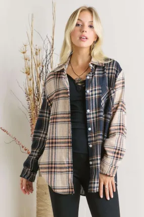 Navy Colorblock Plaid Shirt