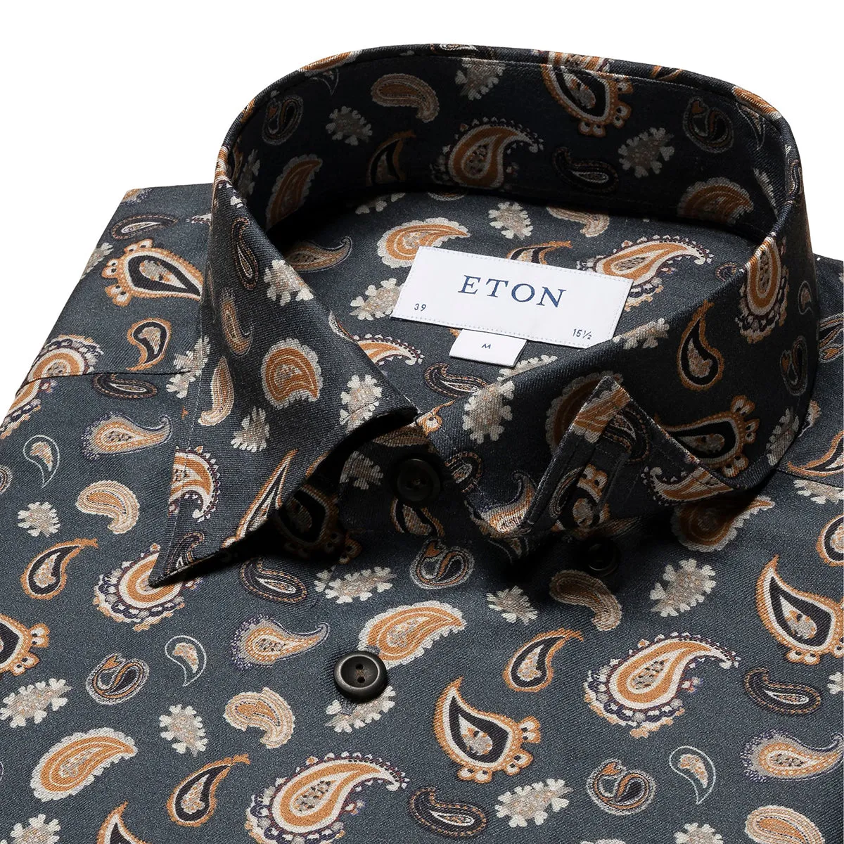 Navy Paisley Print Contemporary Fit Flannel Shirt