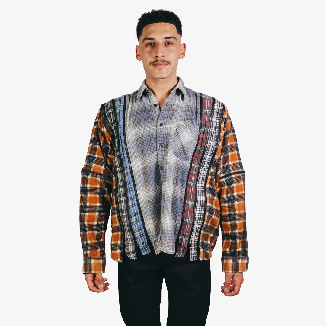 Needles Rebuild Flannel Shirt 7 Zip Wide Shirt Blue/Multi - X SMALL