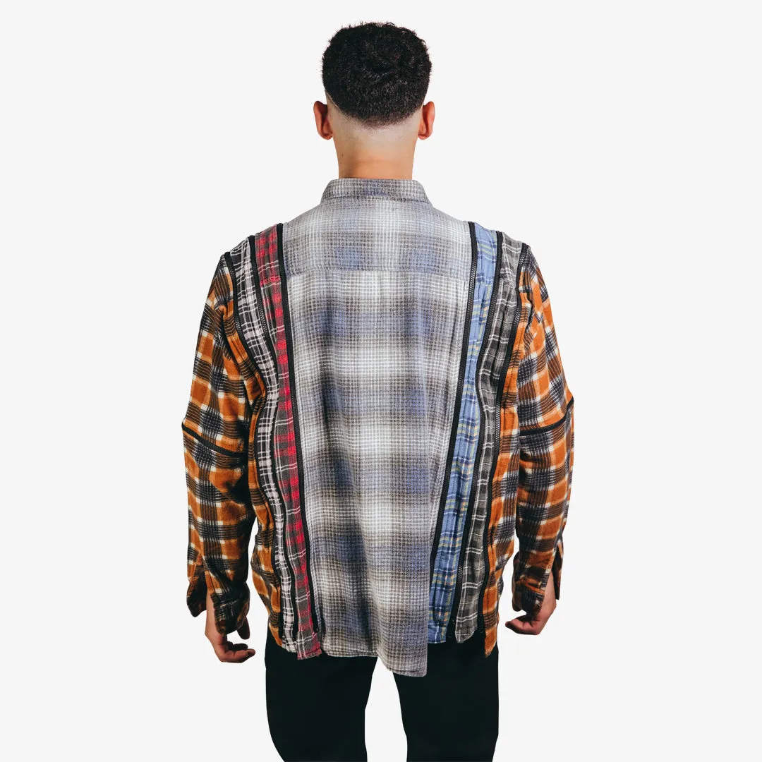 Needles Rebuild Flannel Shirt 7 Zip Wide Shirt Blue/Multi - X SMALL