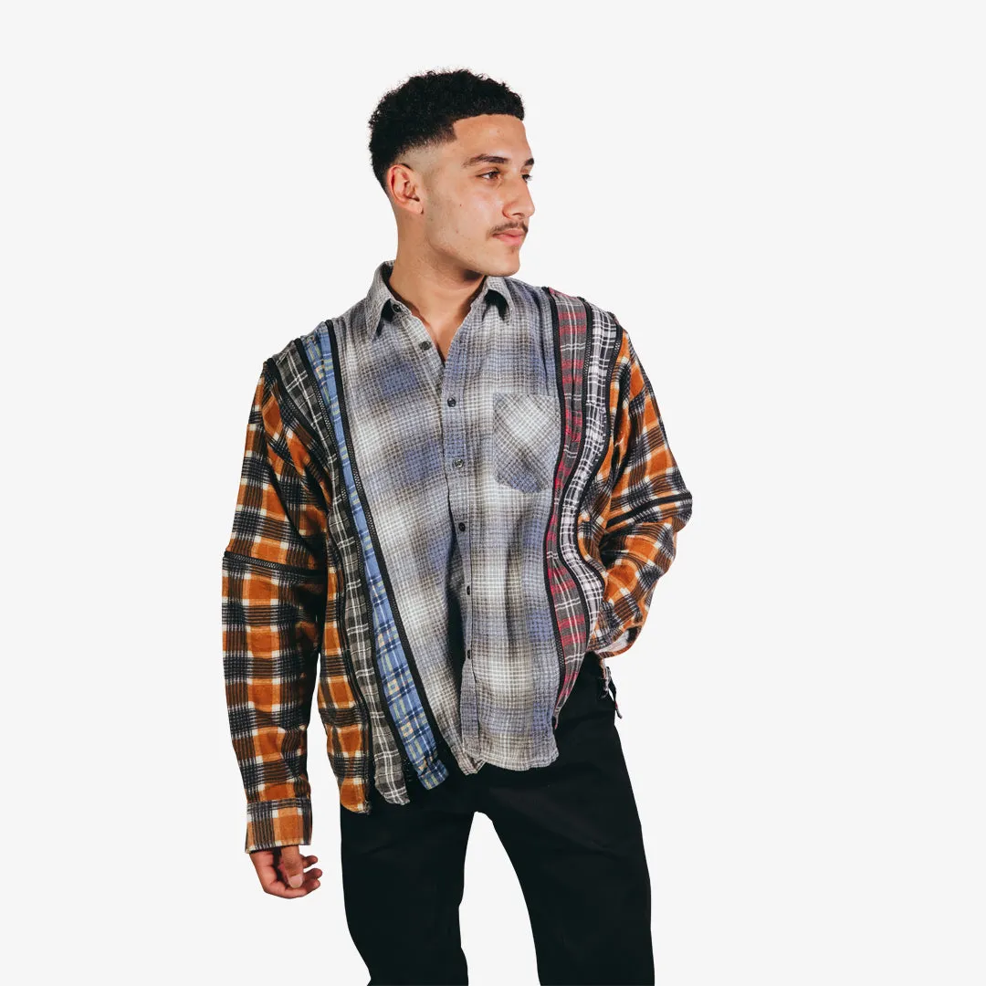 Needles Rebuild Flannel Shirt 7 Zip Wide Shirt Blue/Multi - X SMALL