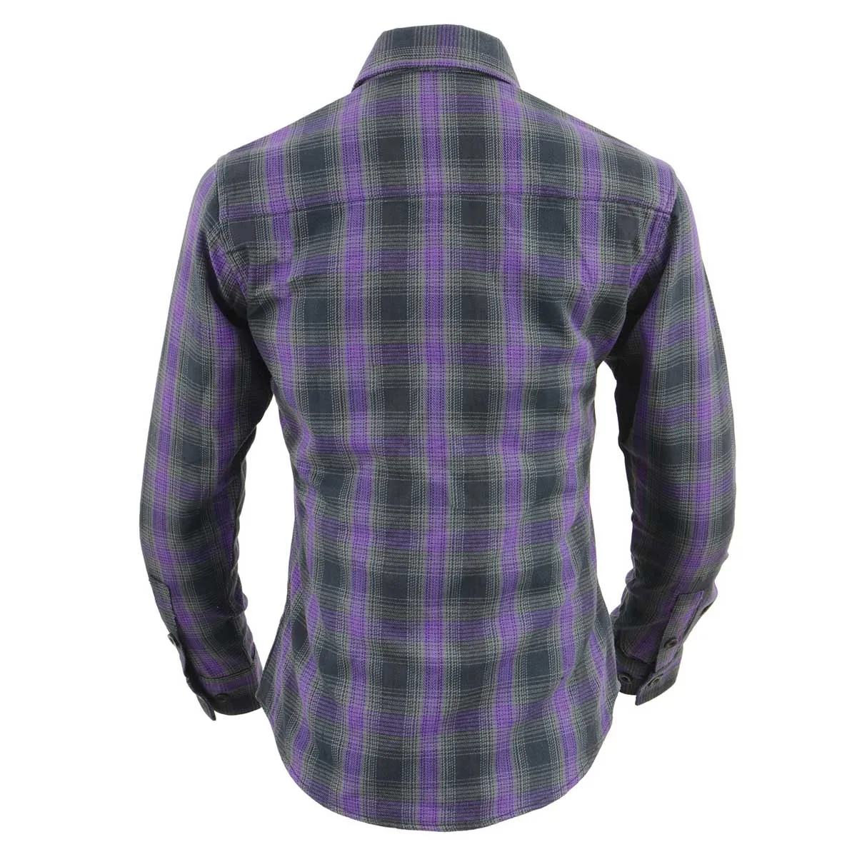 NexGen MNG21603 Women's Casual Black with Purple Long Sleeve Casual Cotton Flannel Shirt