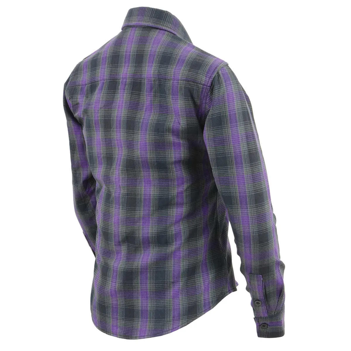 NexGen MNG21603 Women's Casual Black with Purple Long Sleeve Casual Cotton Flannel Shirt