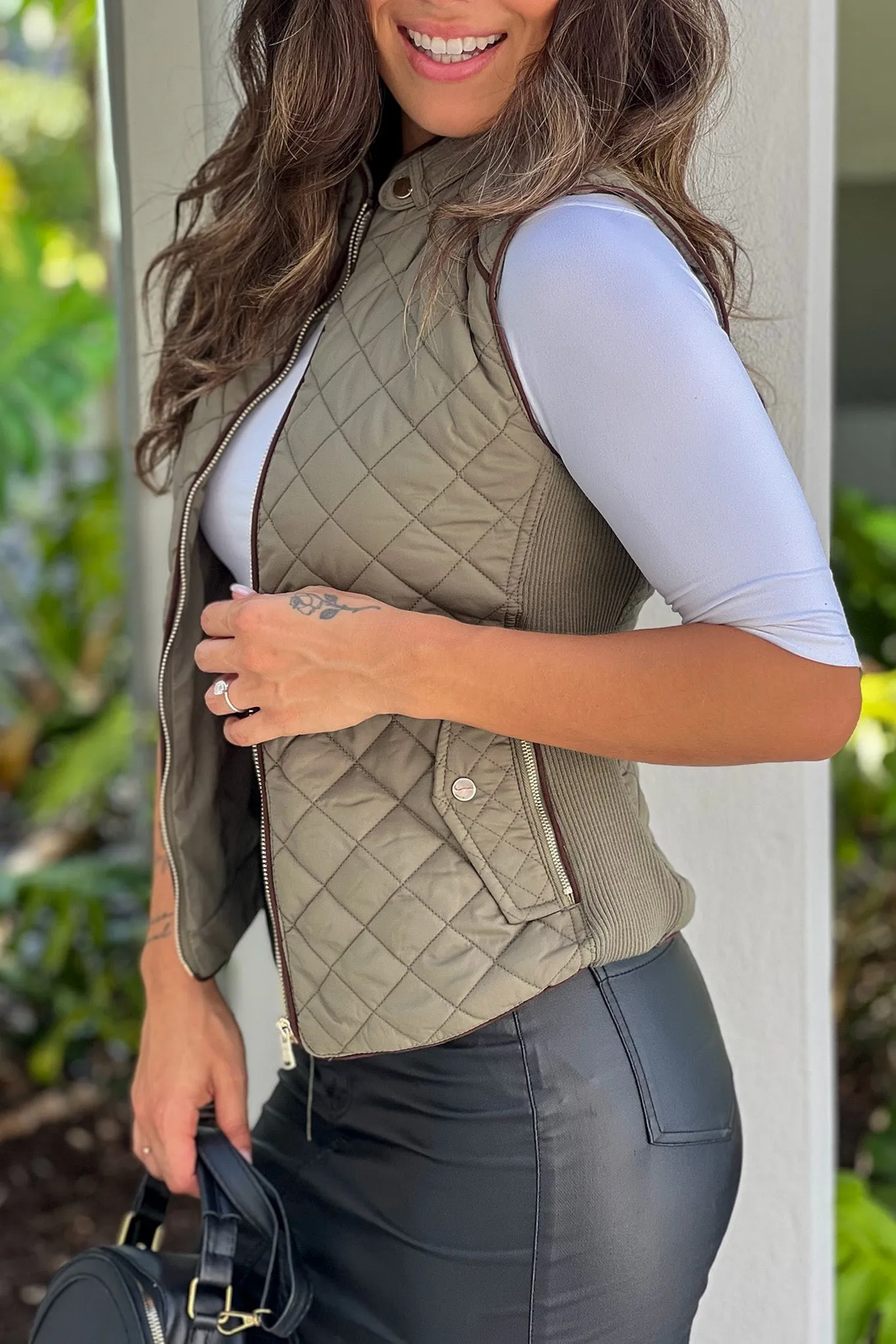 Olive Quilted Vest