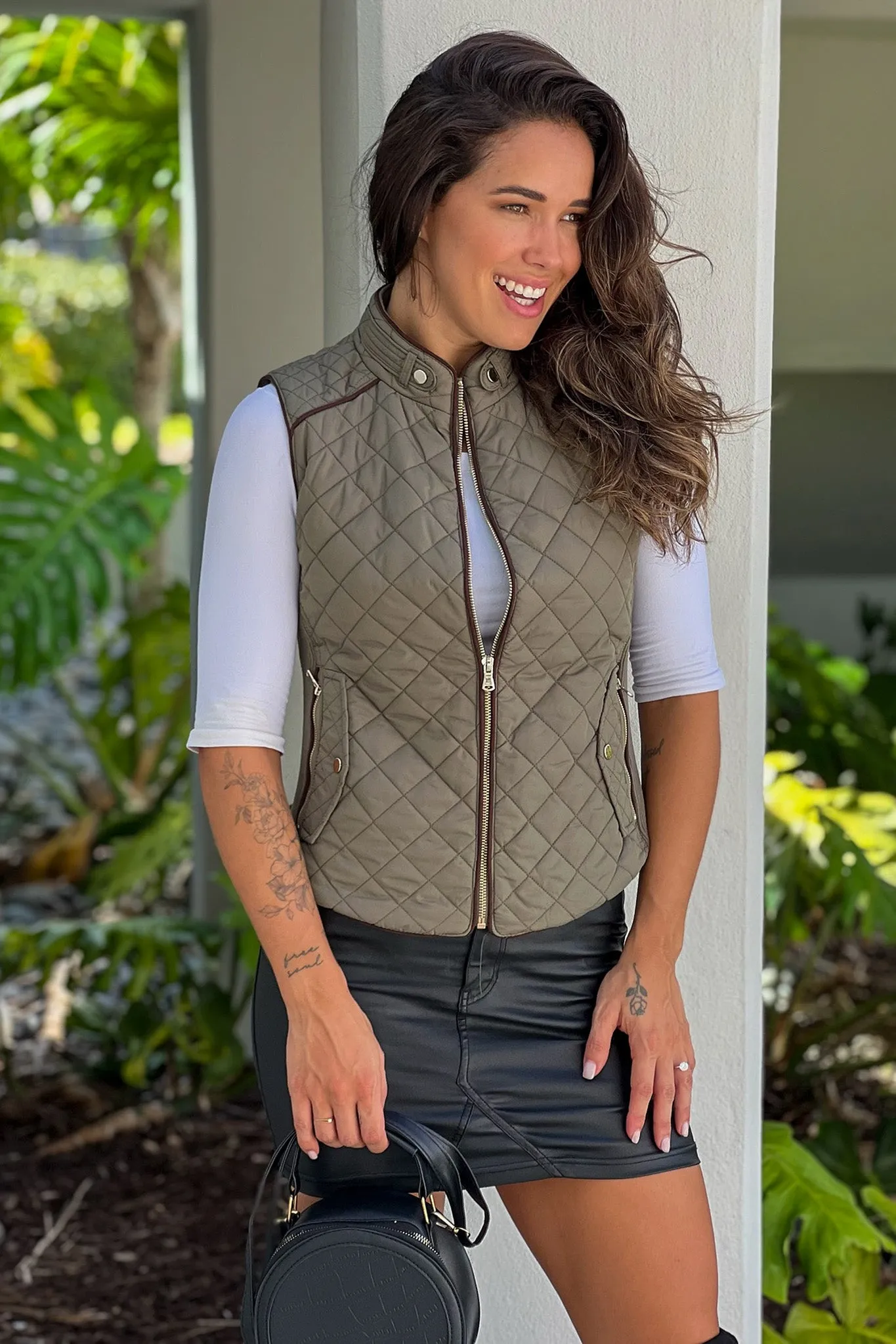 Olive Quilted Vest