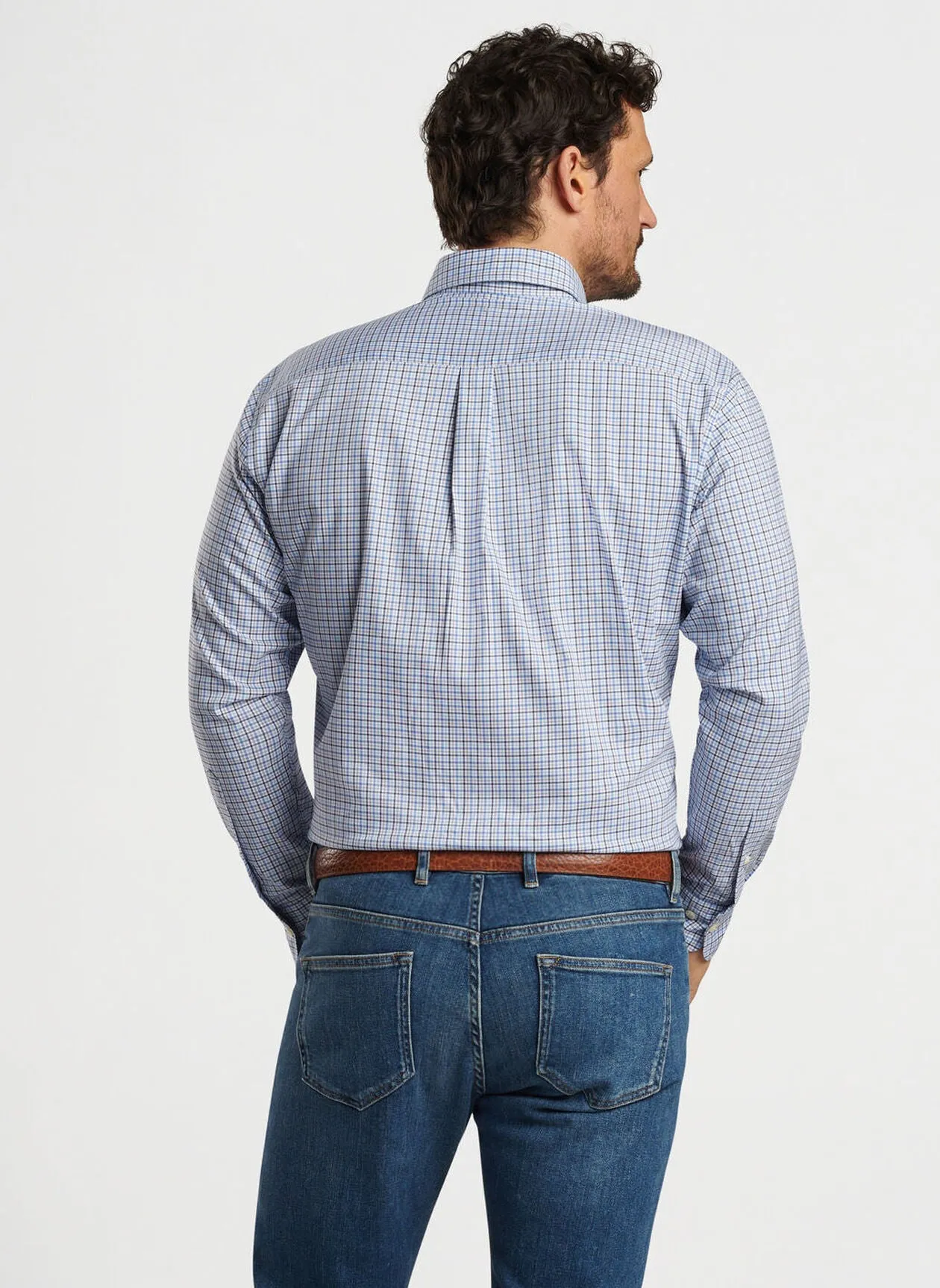 Peter Millar Albert Crown Lite Cotton-Stretch Sport Shirt In Galaxy