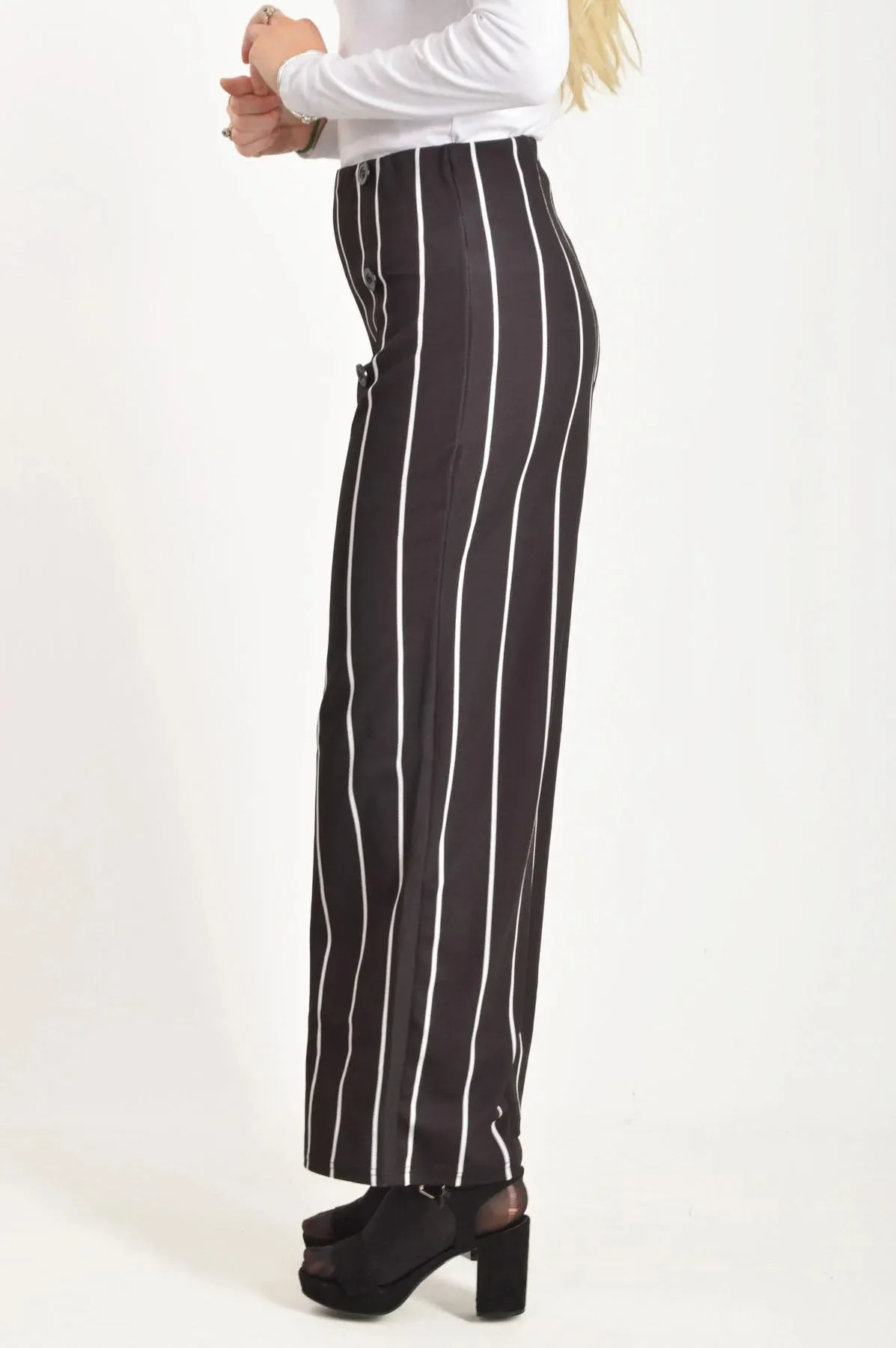 Pinstripe Wide Leg Trousers