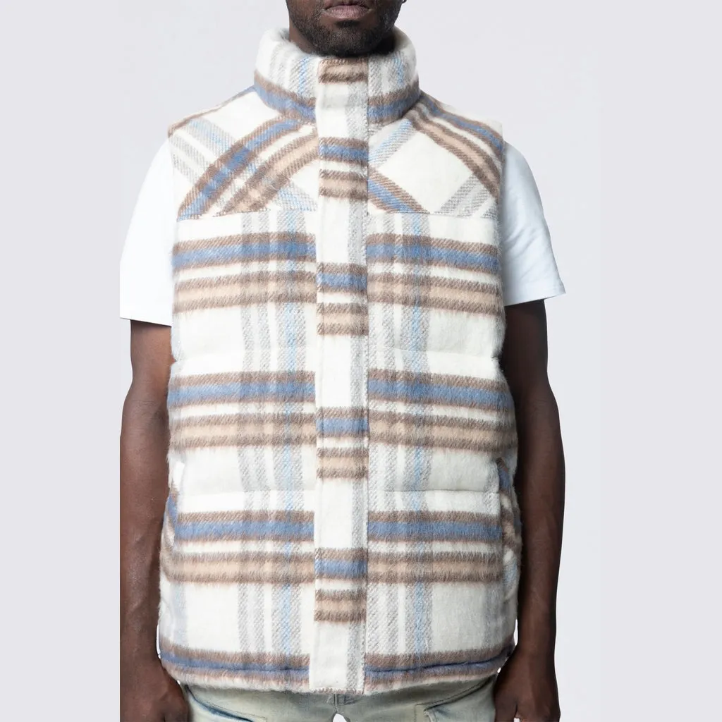 Plaid Mohair Puffer Vest - Riverside