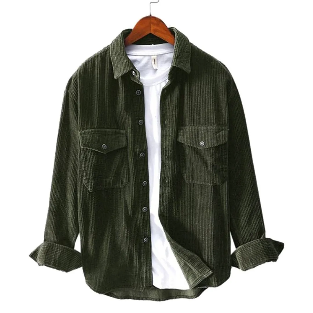 Pologize™ Loose Corduroy Button-Down Shirt