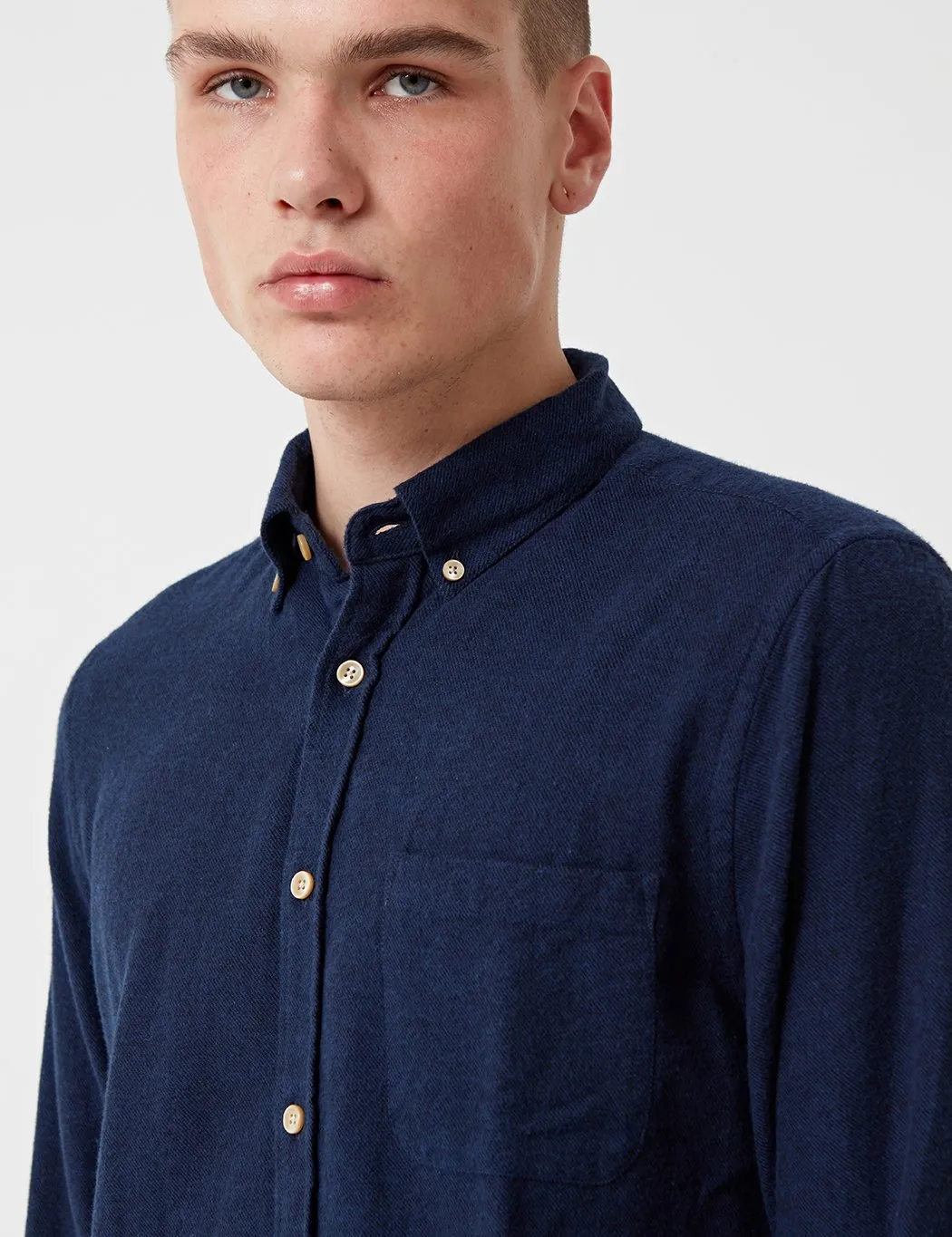 Portuguese Flannel Teca Shirt - Navy Blue