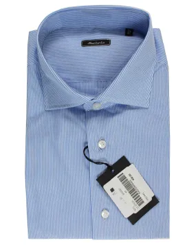 Sartorio Dress Shirt White Blue Stripes 41 - 16 Slim Fit