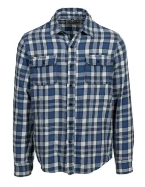 Schott NYC - Long Sleeve Cotton Slub Weave Work Shirt in Blue