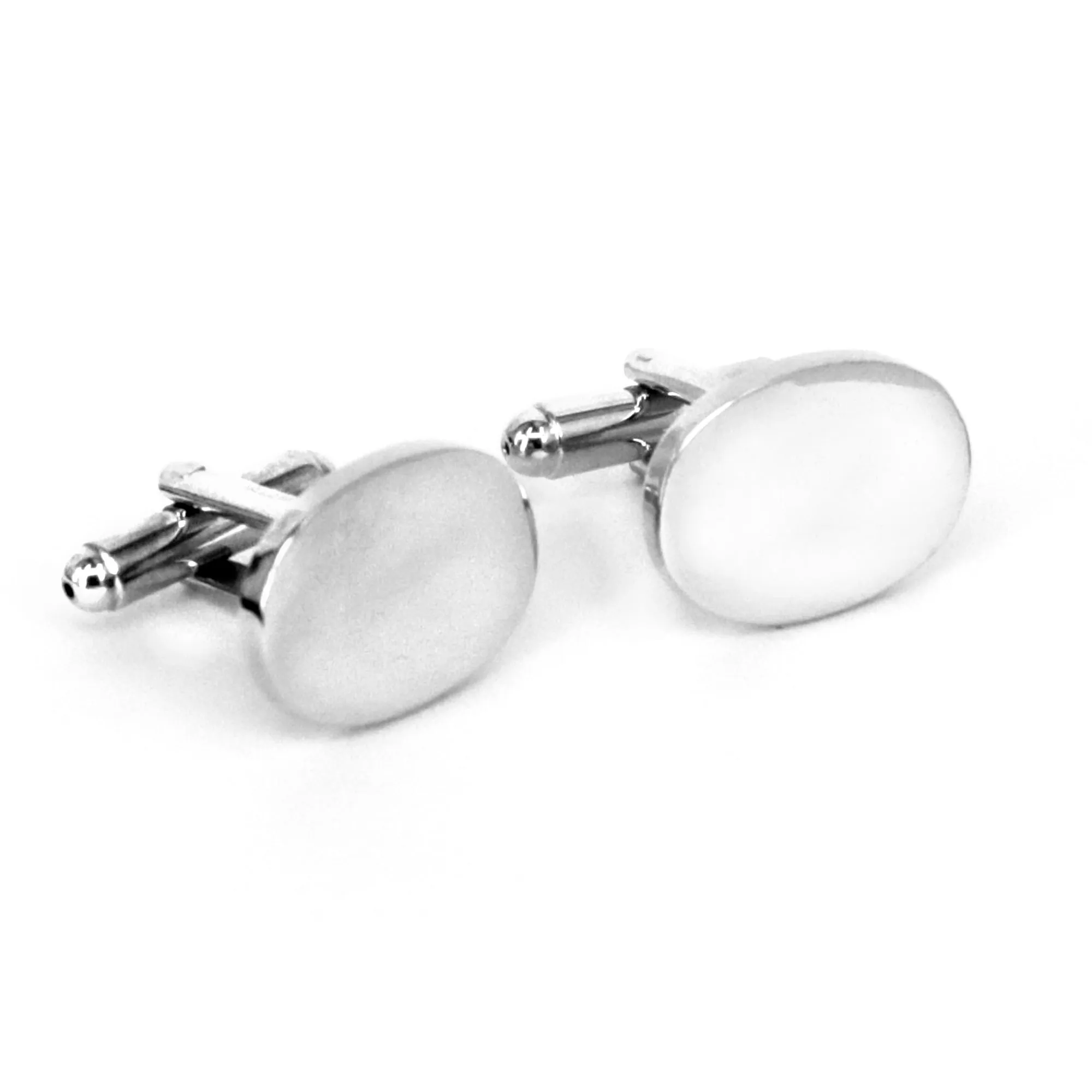 Silver Oval Plain Cufflinks