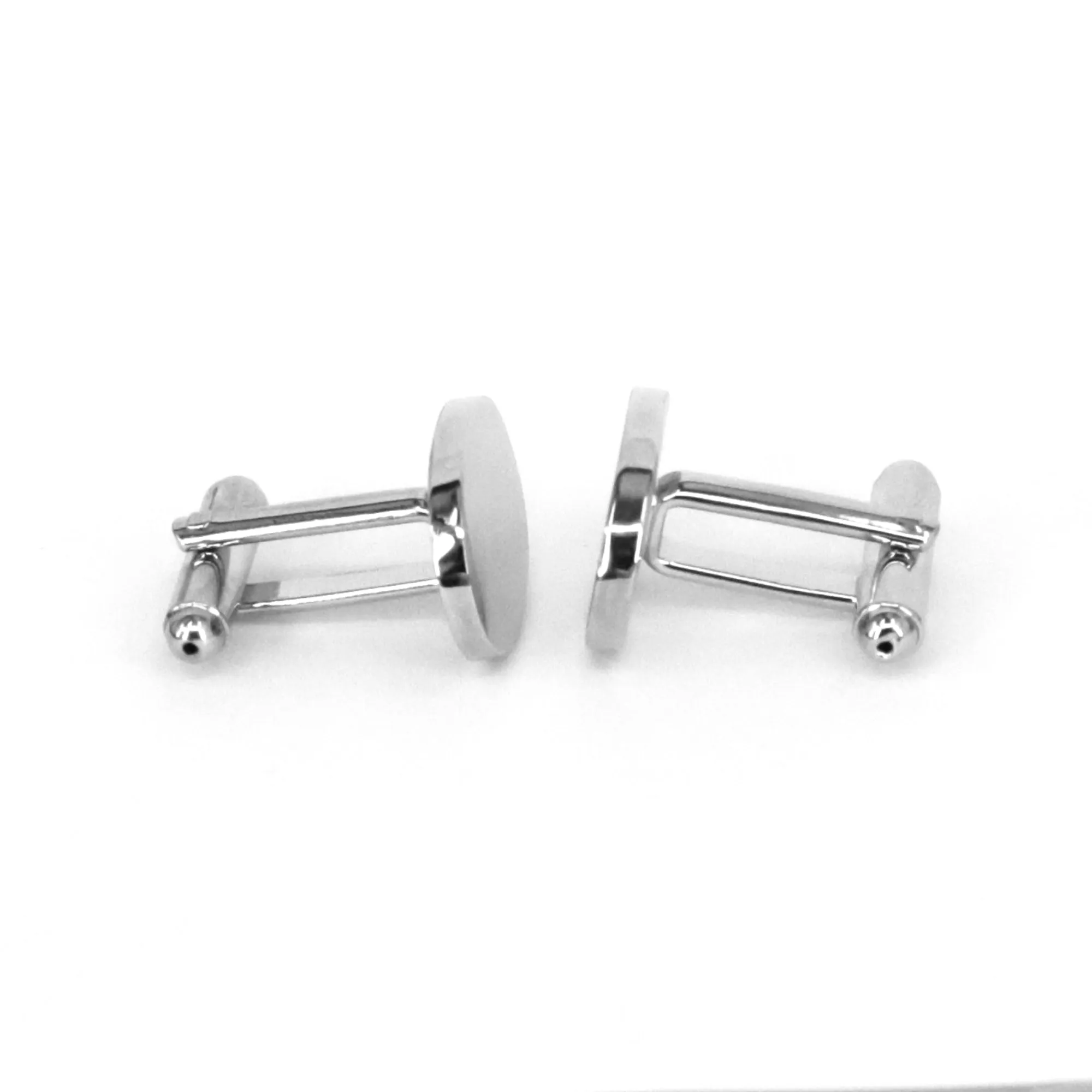 Silver Oval Plain Cufflinks