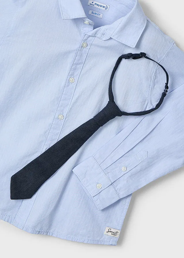 Sky Blue Button Down Shirt w/Tie - Select Size