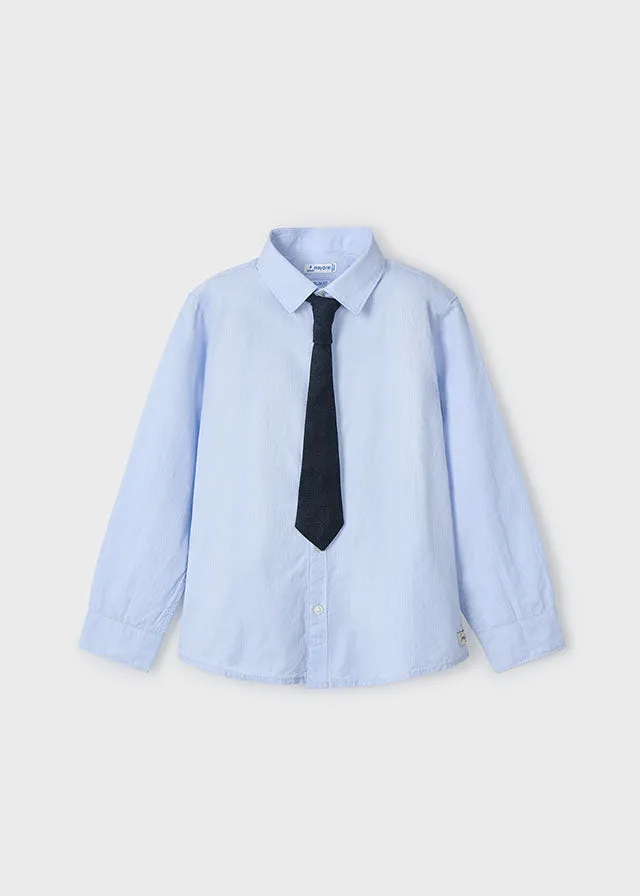 Sky Blue Button Down Shirt w/Tie - Select Size