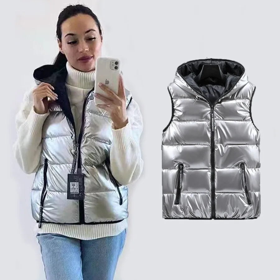 Solid Color Hooded Puffer Vest for Women (4 colors)