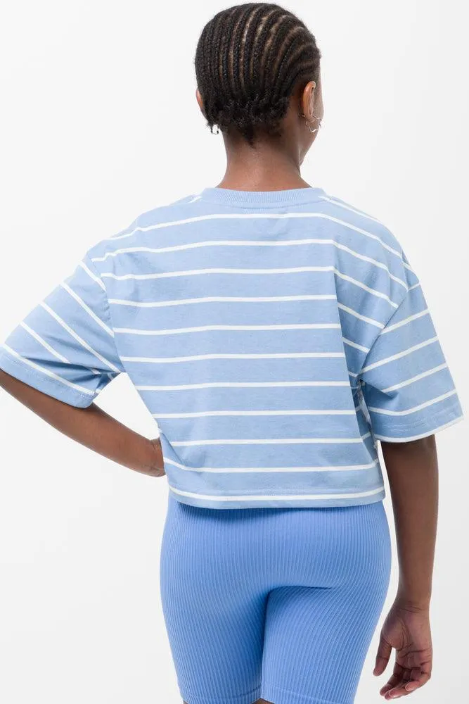 Stripe Boxy Short Sleeve T-Shirt Blue