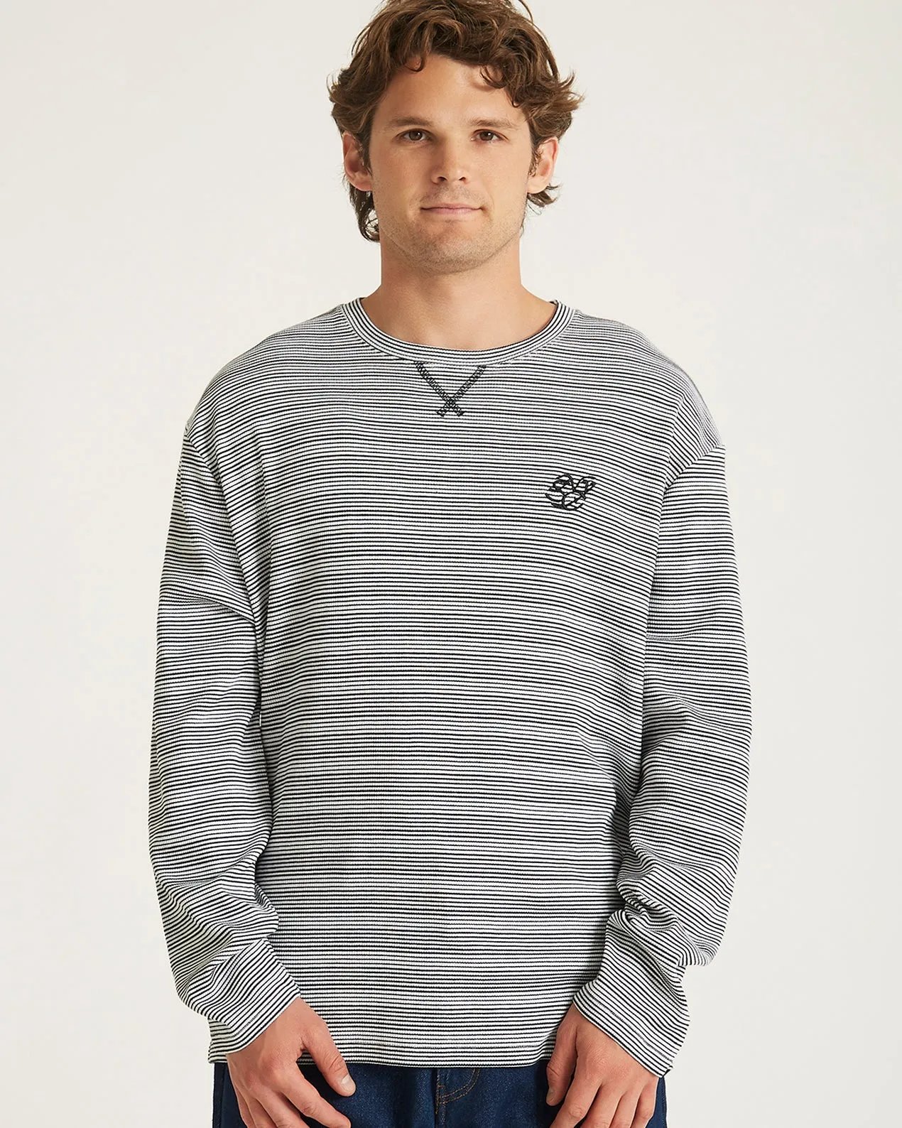 Striped Waffle Relaxed LS Tee