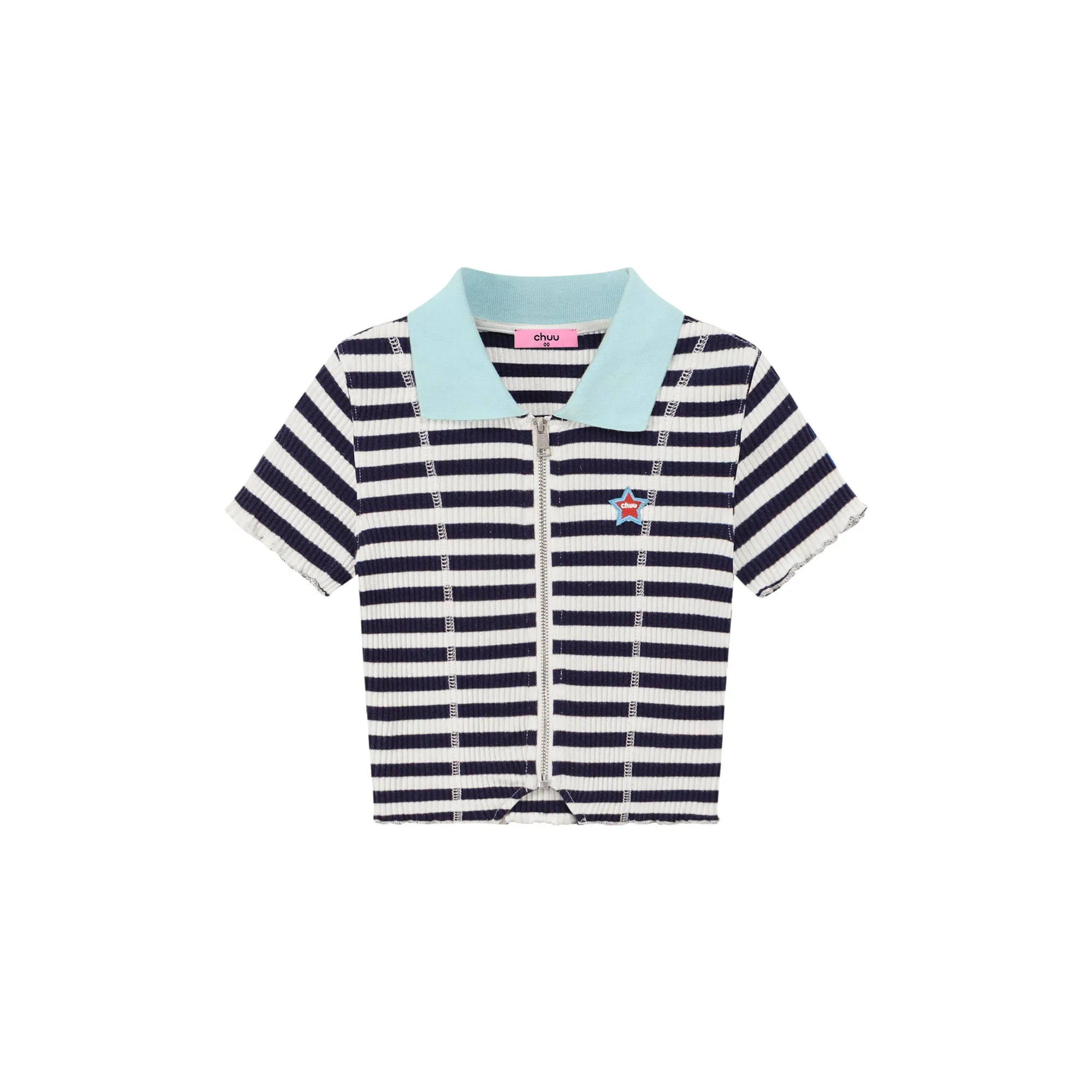 Striped Zip-Up T-Shirt