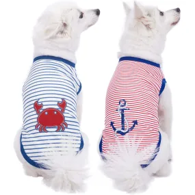 Summer Vacation Beach Dog T-shirts, 2 Pack Sunshine Sea Lover Shirts