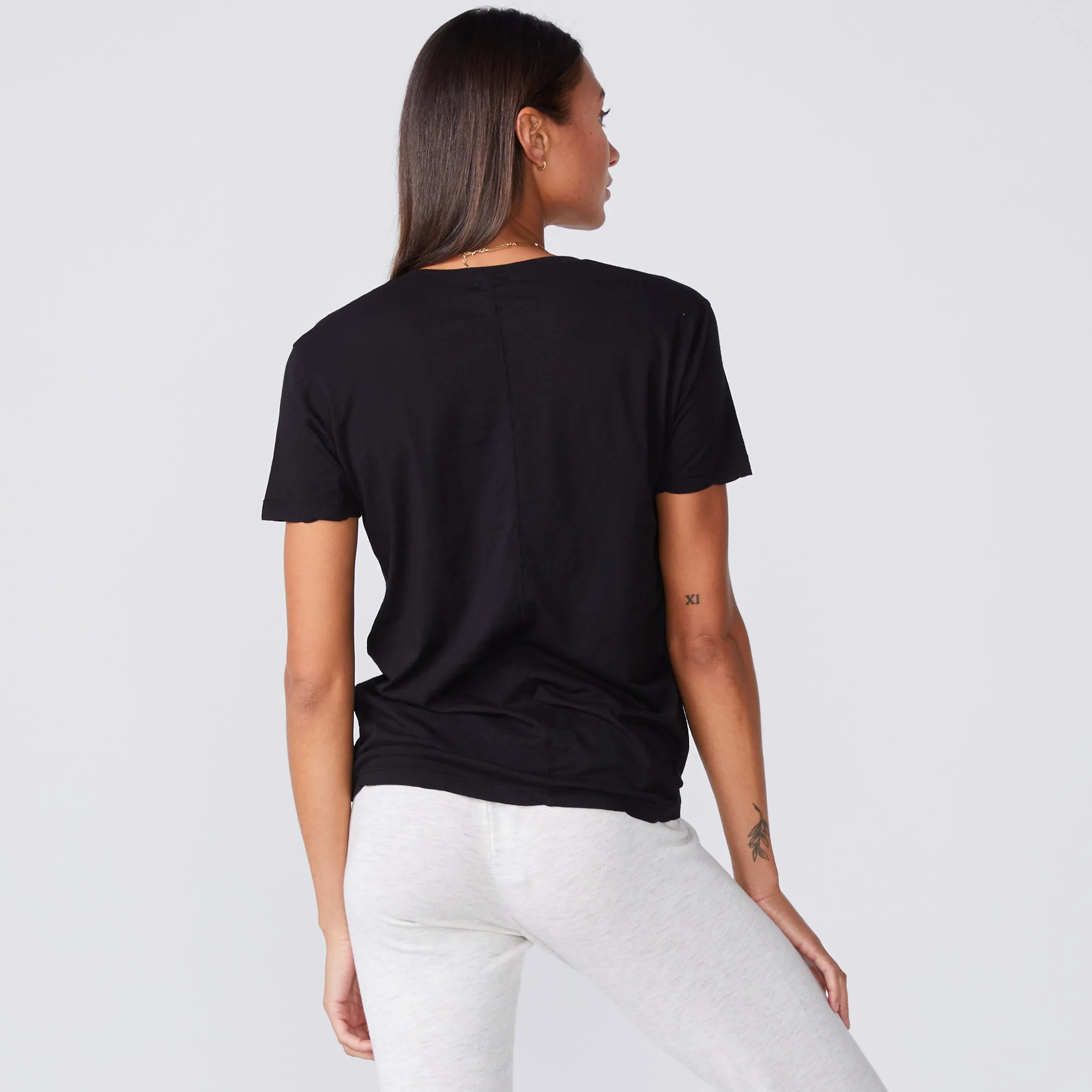 Super Fine Jersey Fitted V Neck Tee