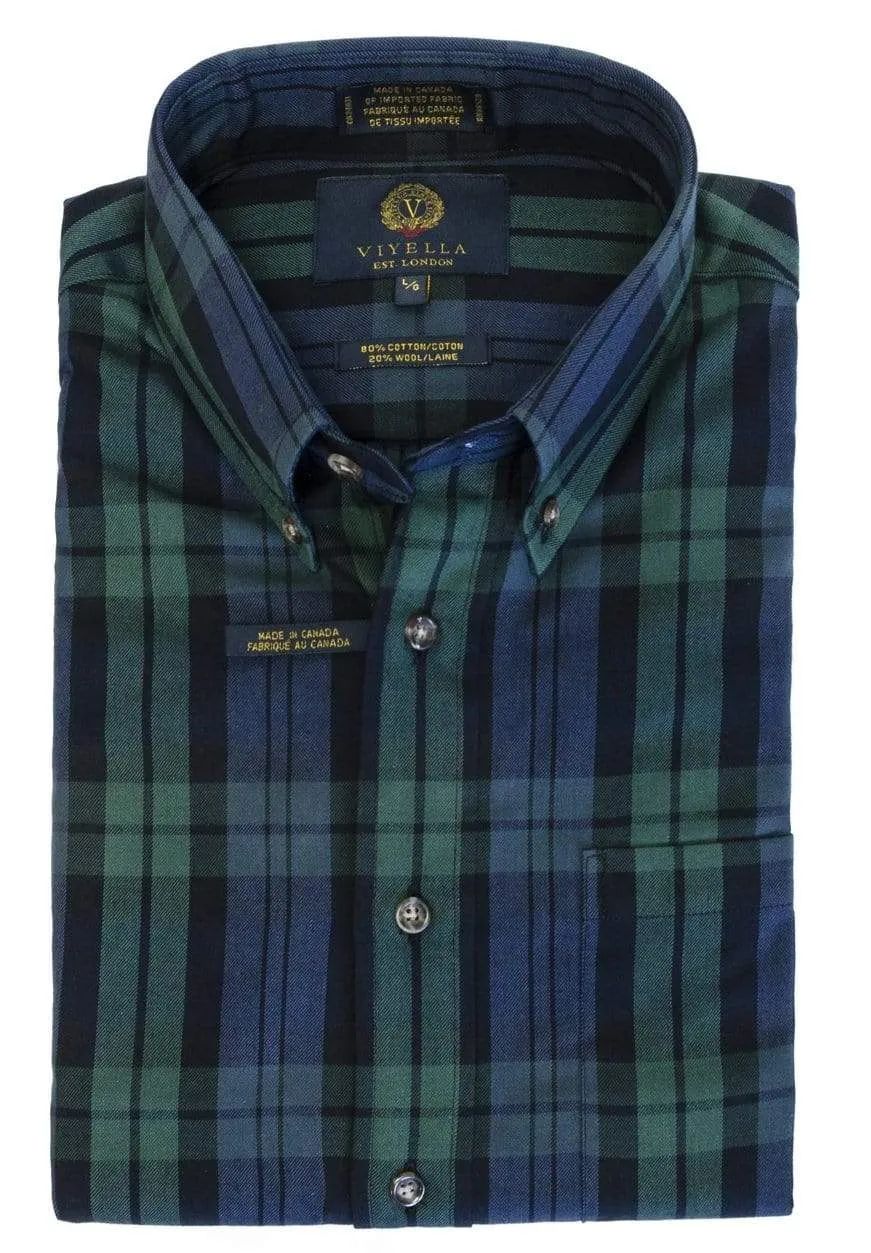 Tailored Fit Canadian Made Long Sleeve  Blackwatch Tartan Shirts