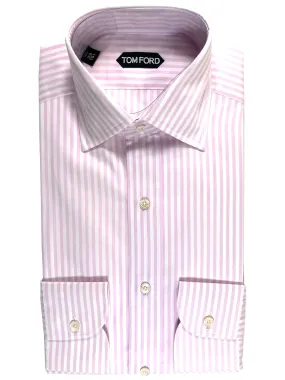 Tom Ford Dress Shirt Pink Stripes Modern Fit 39 - 15 1/2