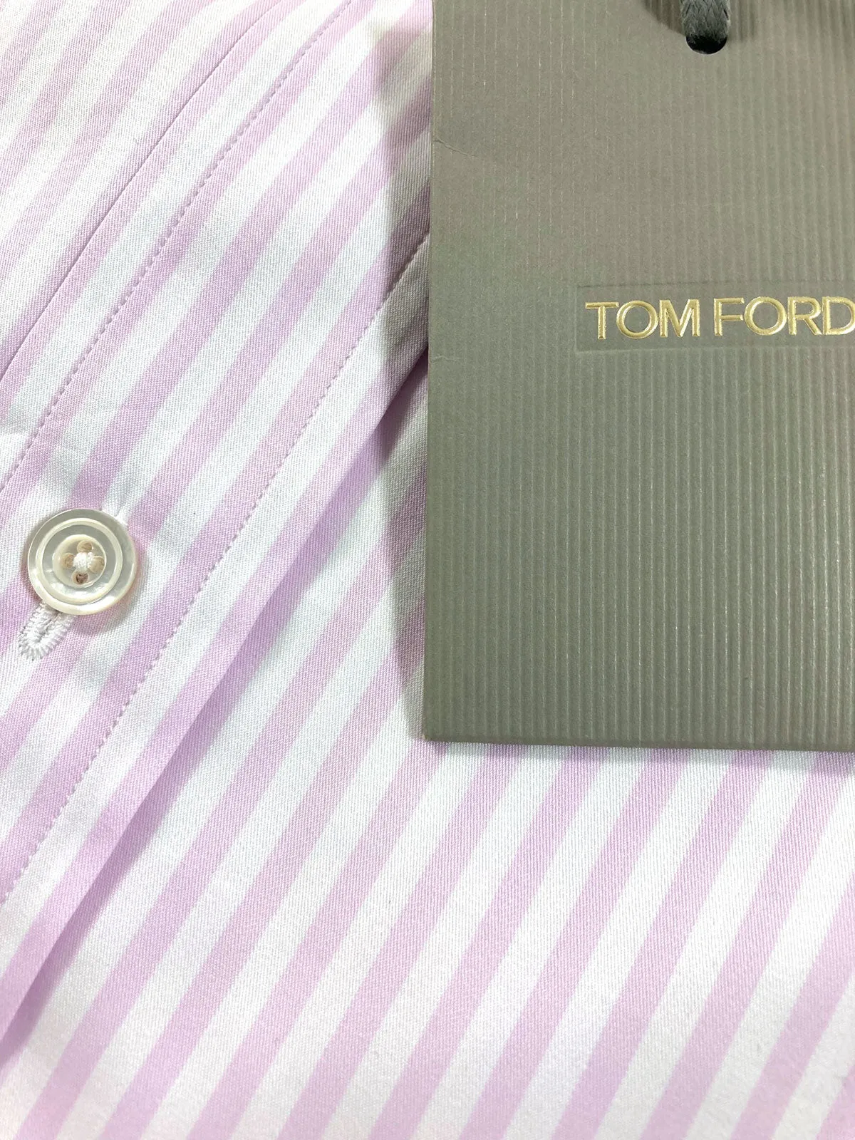 Tom Ford Dress Shirt Pink Stripes Modern Fit 39 - 15 1/2