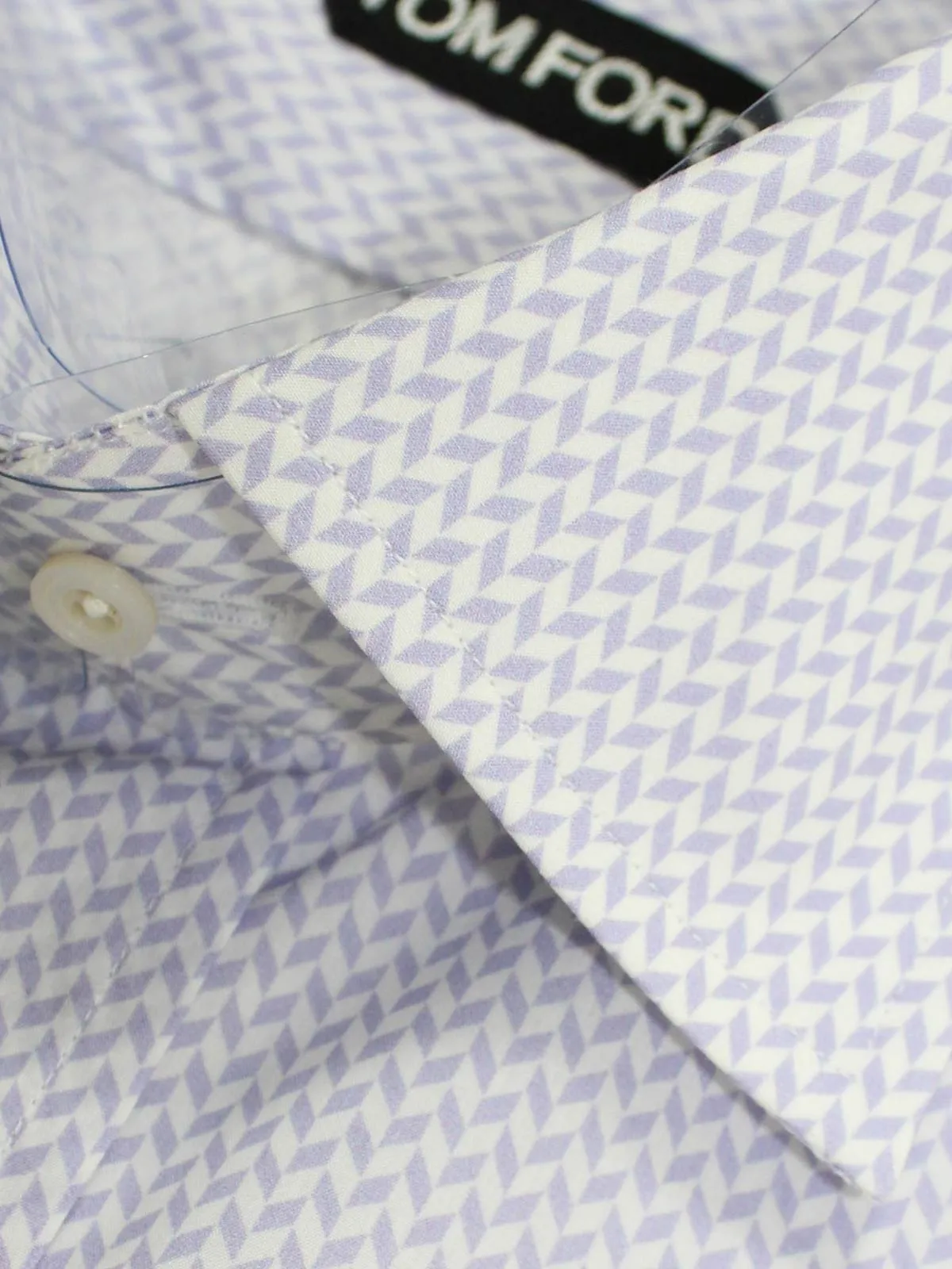 Tom Ford Dress Shirt White Lilac Herringbone Modern Fit 39 - 15 1/2 REDUCED SALE