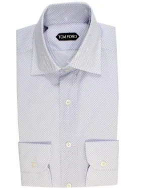 Tom Ford Dress Shirt White Lilac Herringbone Modern Fit 39 - 15 1/2 REDUCED SALE