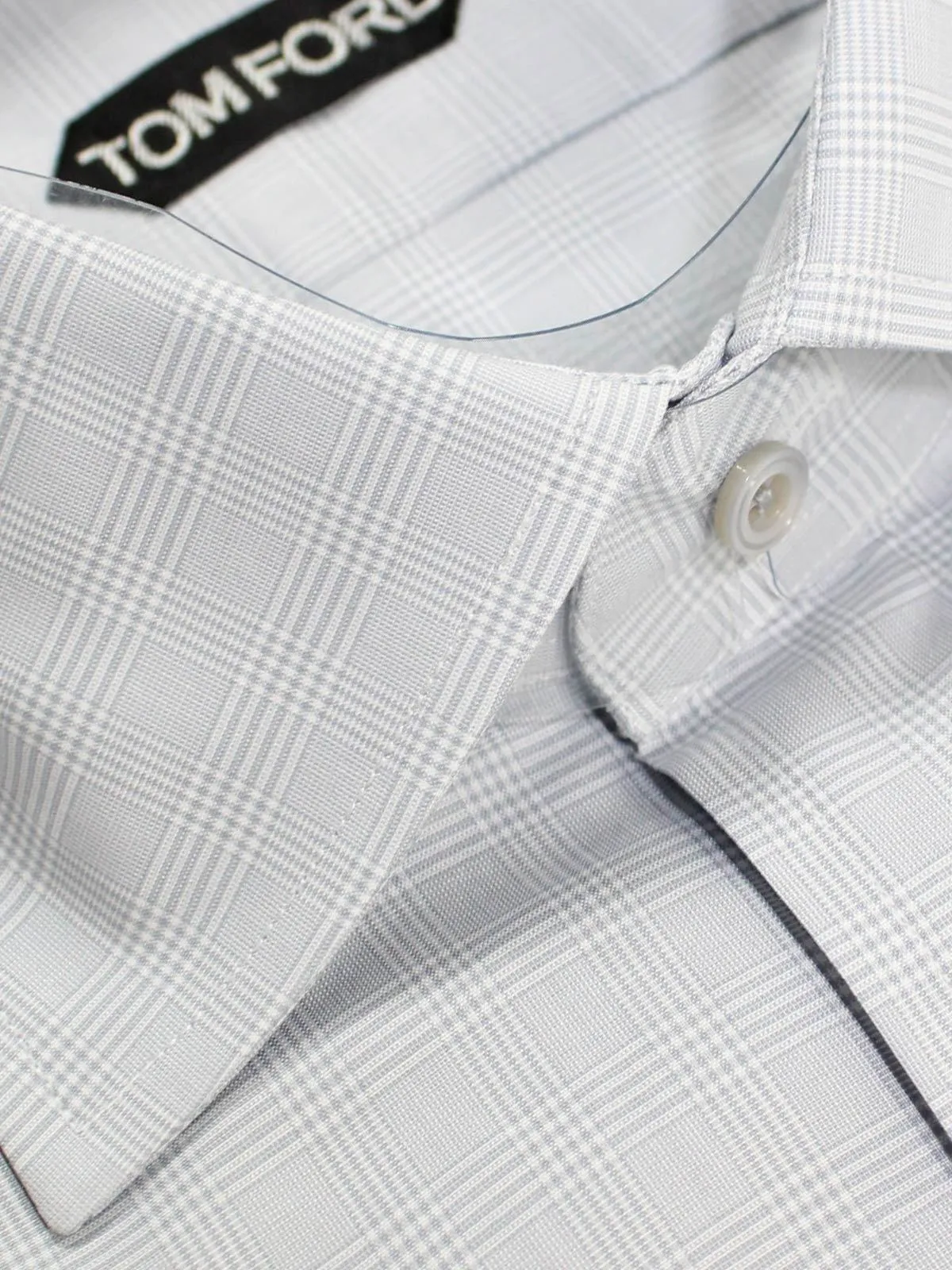 Tom Ford Shirt White Gray Check 39 - 15 1/2 Slim Fit SALE