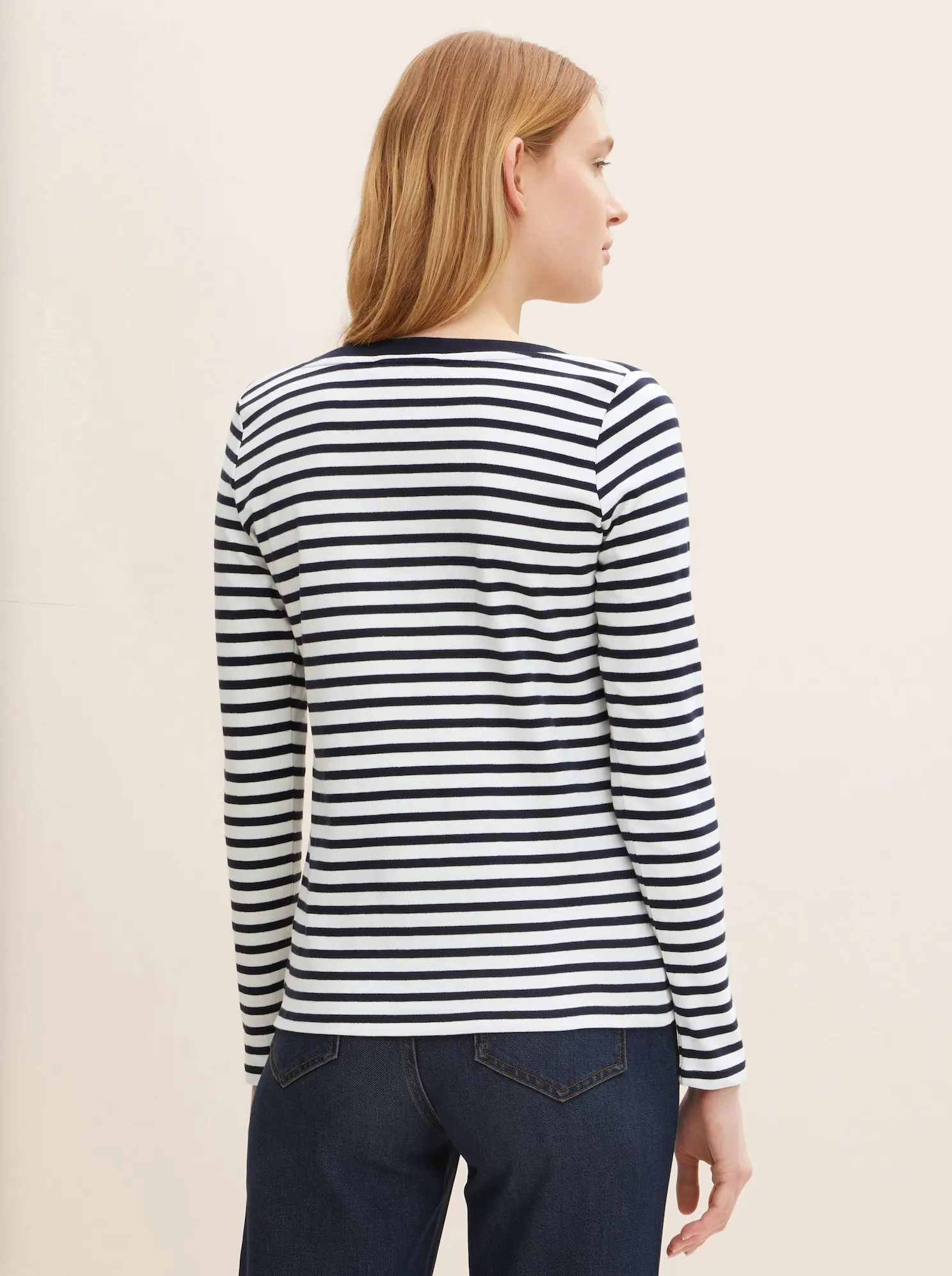 Tom Tailor Striped Long Sleeve Shirt in Navy