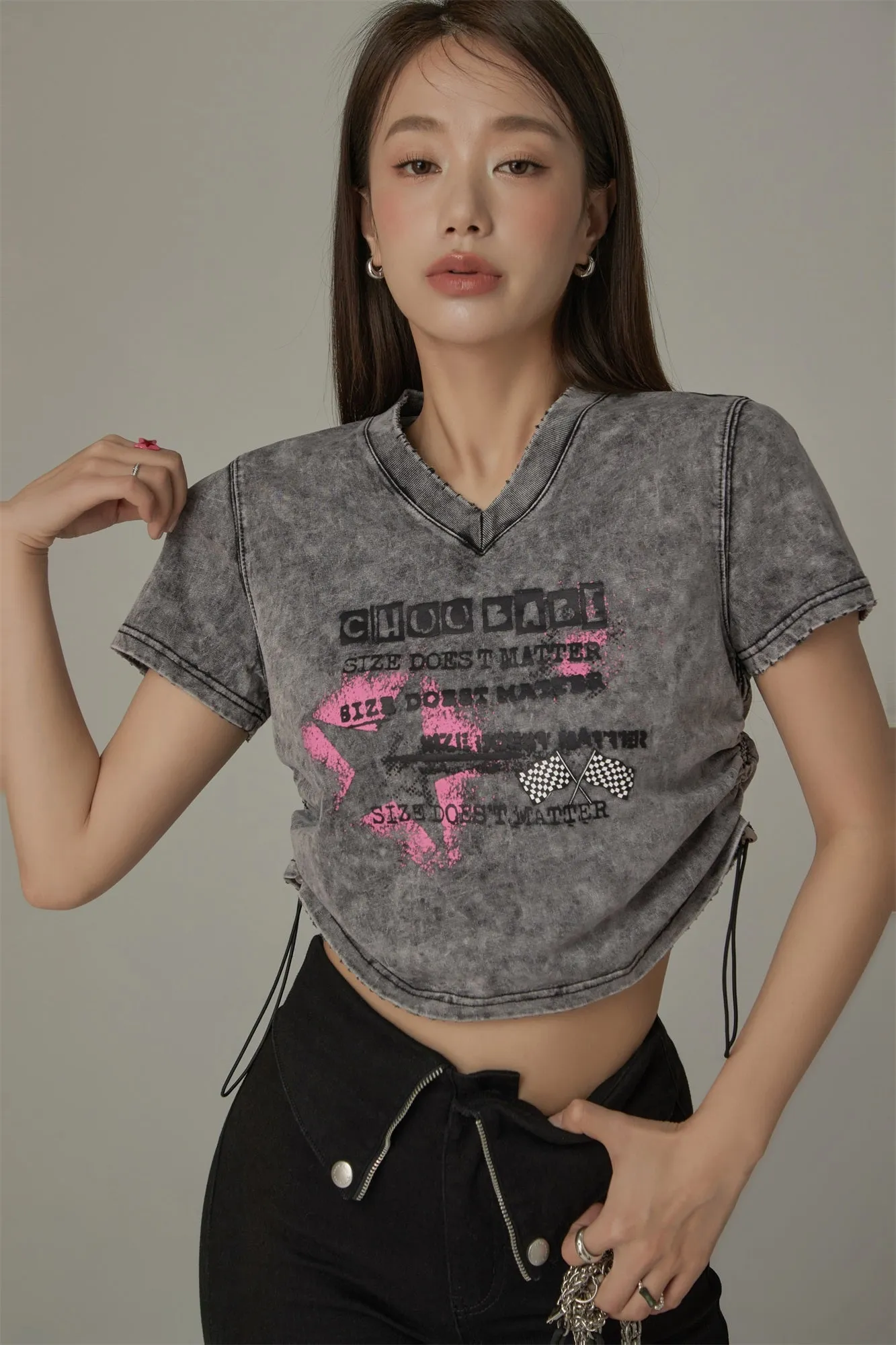 V-Neck Size Doesnt Matter Cropped T-Shirt