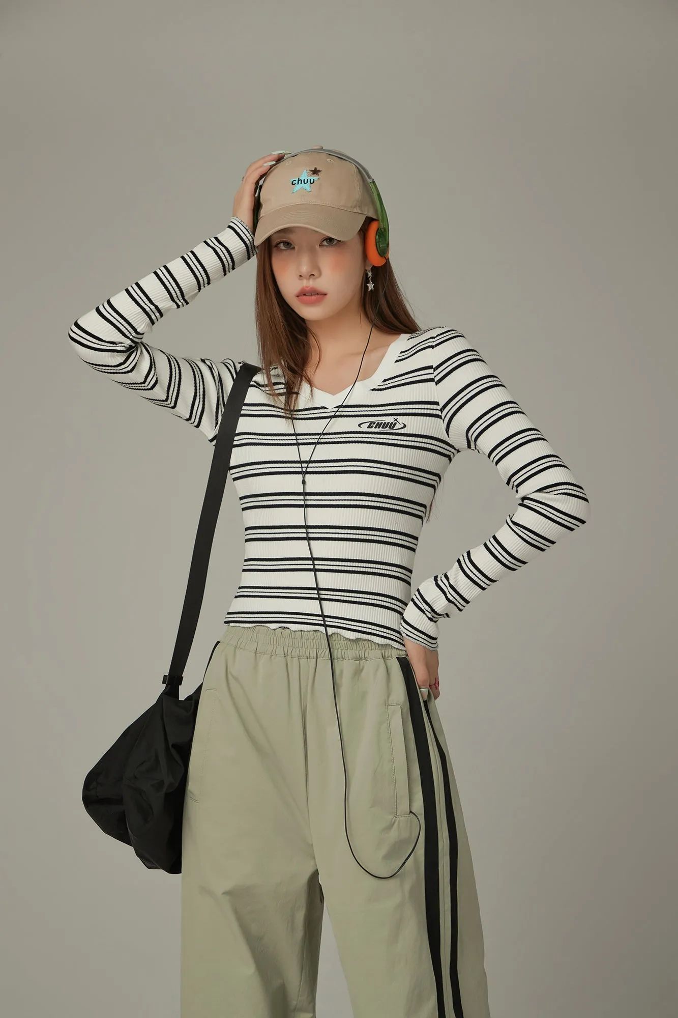 V-Neck Striped T-Shirt