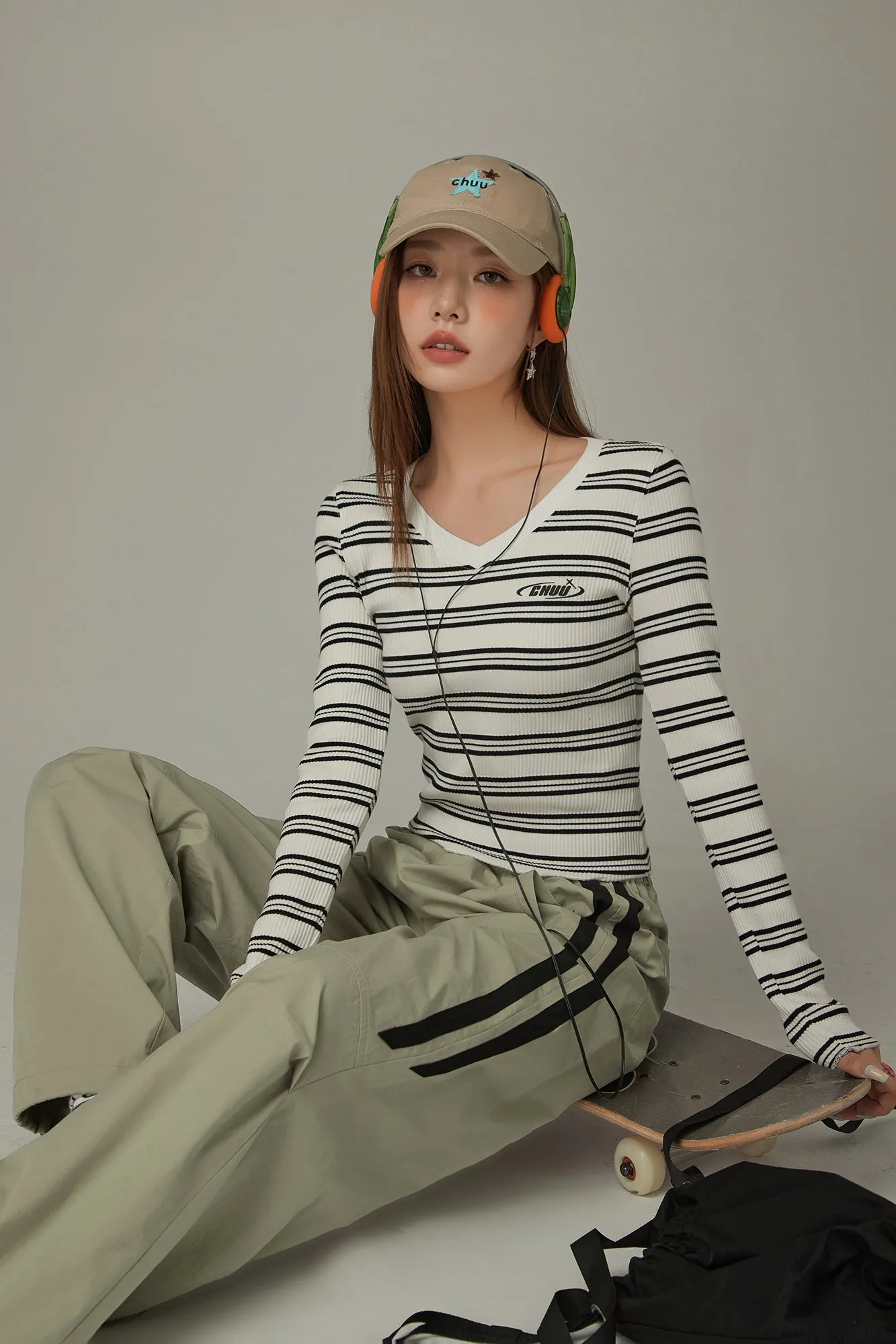 V-Neck Striped T-Shirt