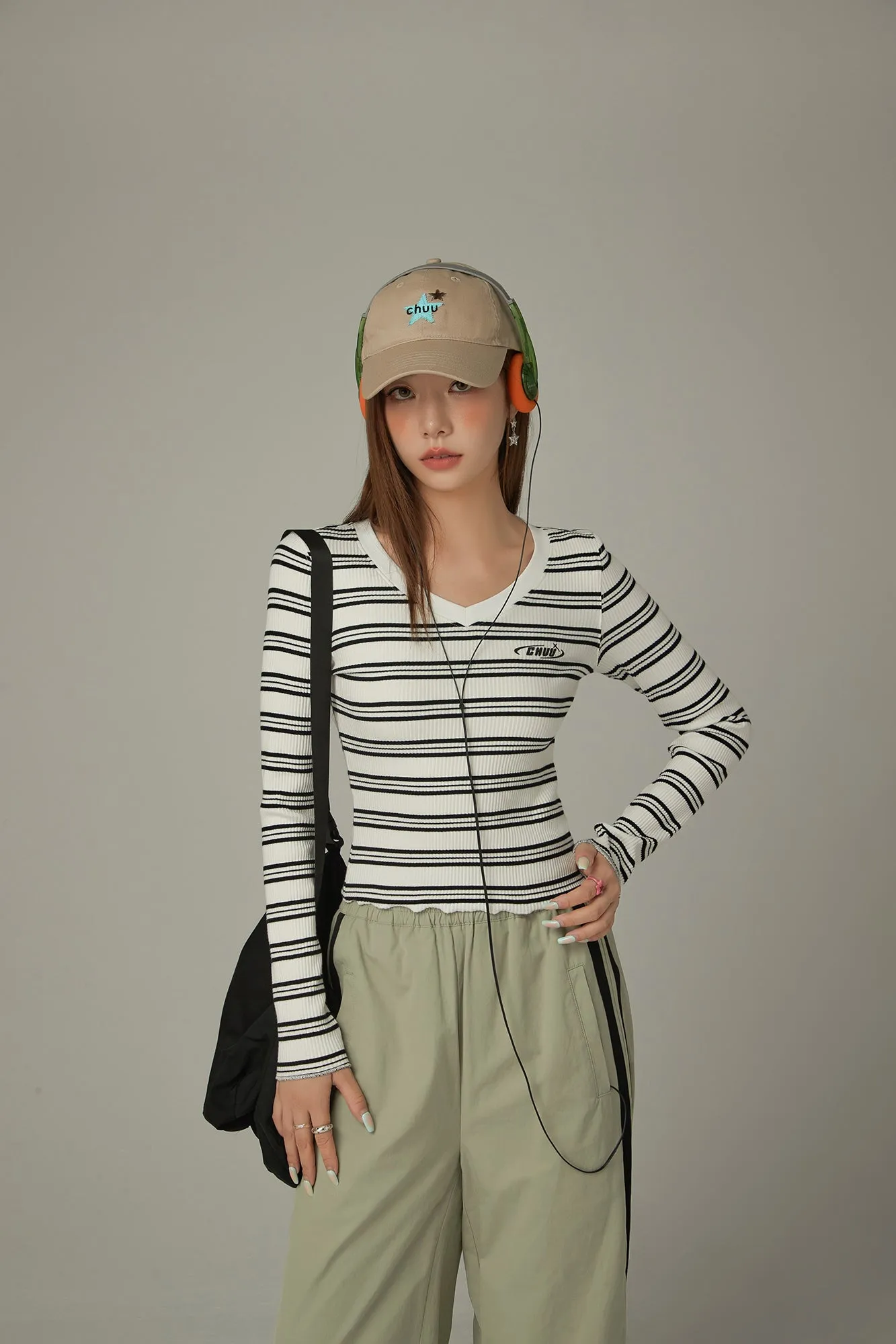 V-Neck Striped T-Shirt