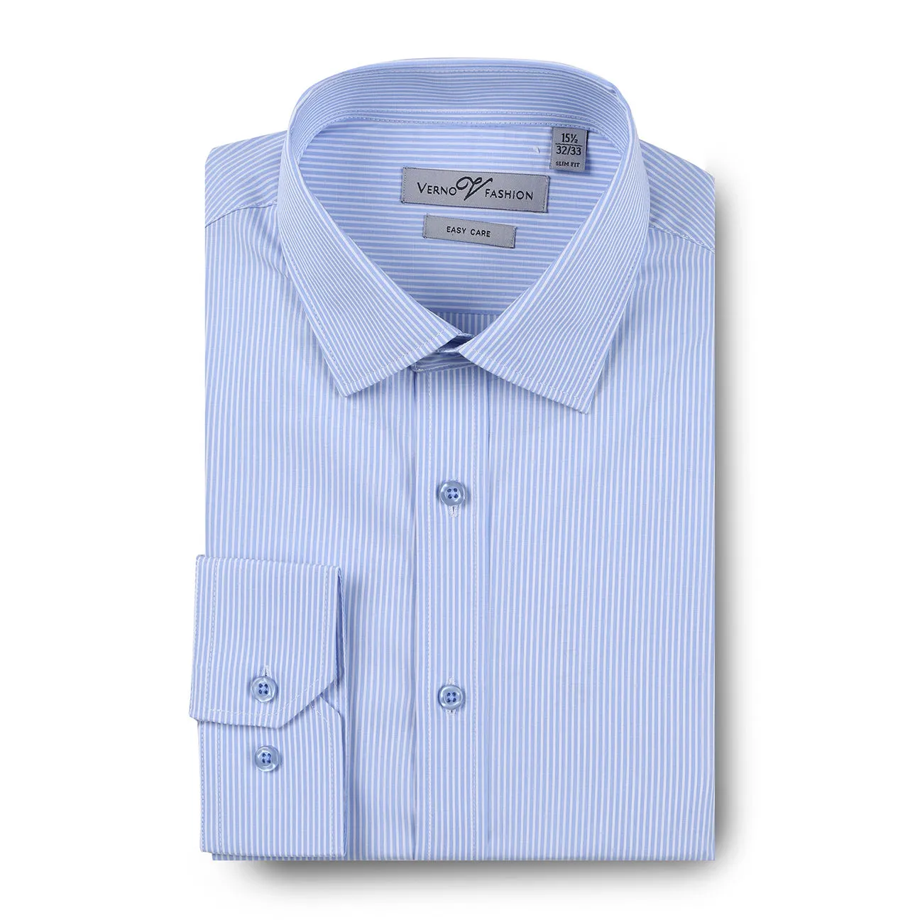 VERNO  Light Blue Slim Fit Cotton Easy Care Dress Shirt SS212