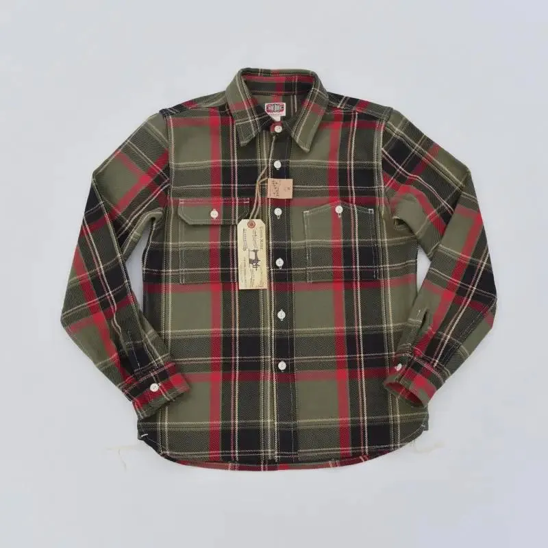 Vintage Inspired Plaid Work Shirts with Point Collar - Heavyweight