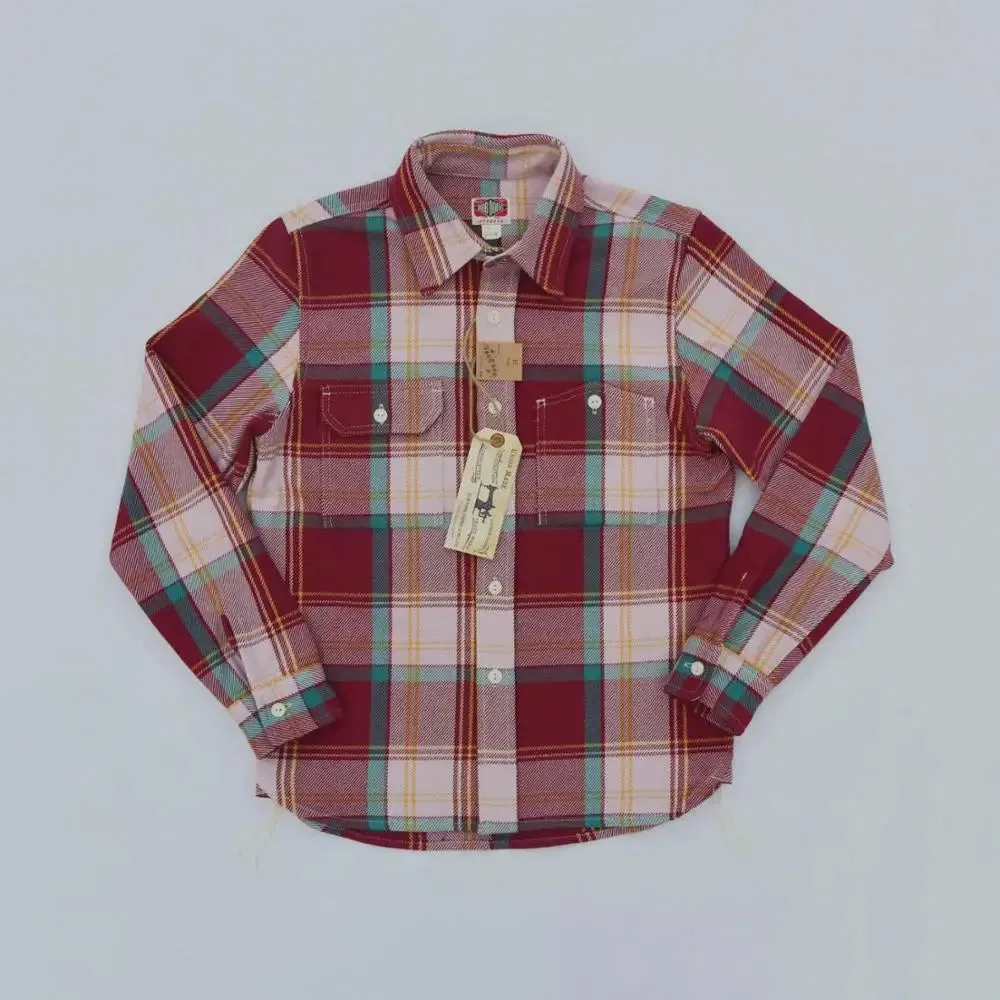 Vintage Inspired Plaid Work Shirts with Point Collar - Heavyweight