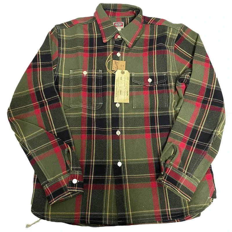 Vintage Inspired Plaid Work Shirts with Point Collar - Heavyweight