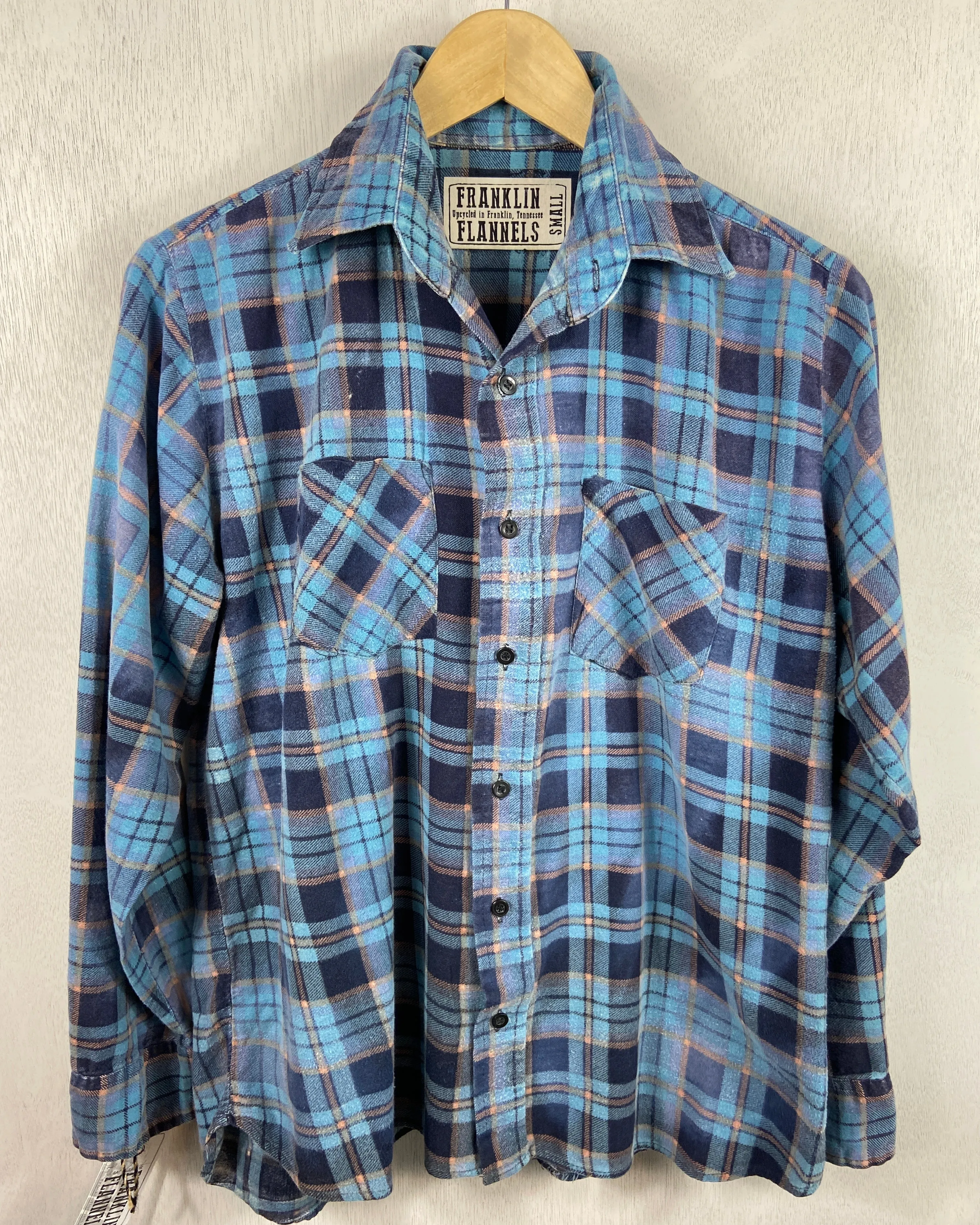 Vintage Retro, Navy, Turquoise and Yellow Flannel