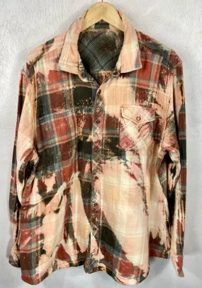 Vintage Reversible Greeen, Rust and Cream Flannel Jacket Size XL