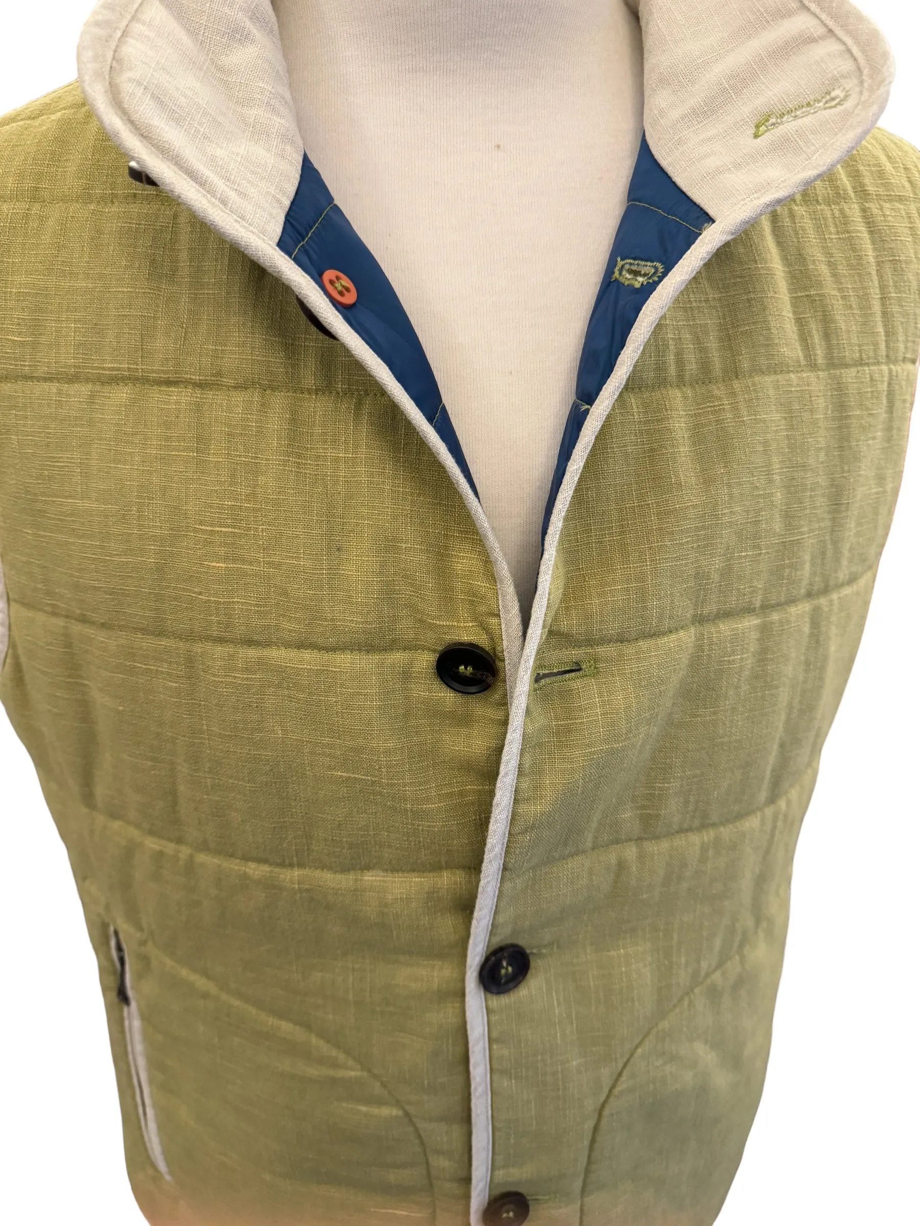 Waterville Reg Vest Linen Garment Dyed Lime