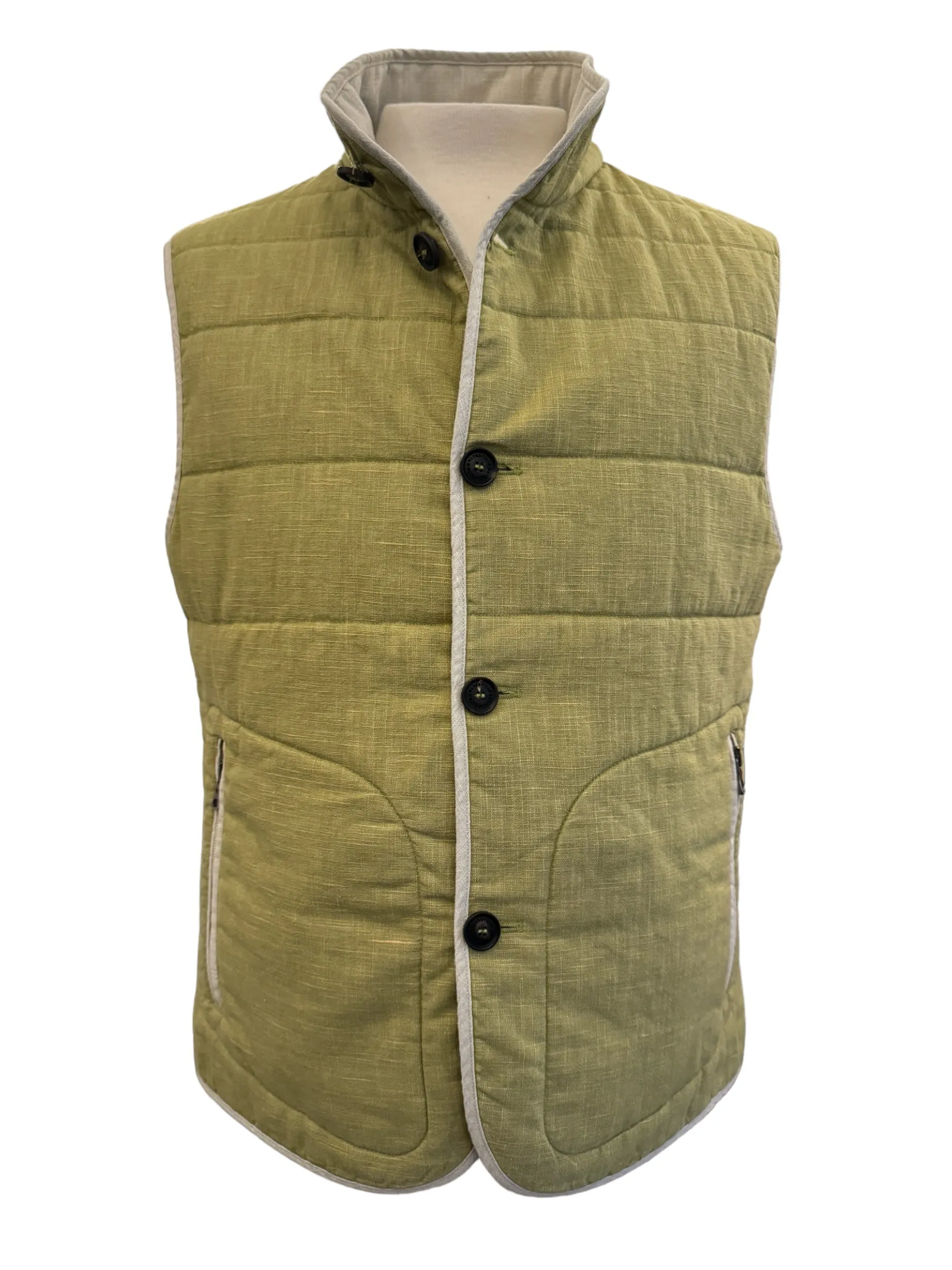 Waterville Reg Vest Linen Garment Dyed Lime