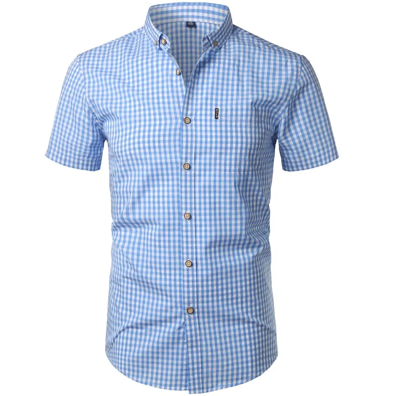 West Louis™ Plaid Button Down Business Work Shirt