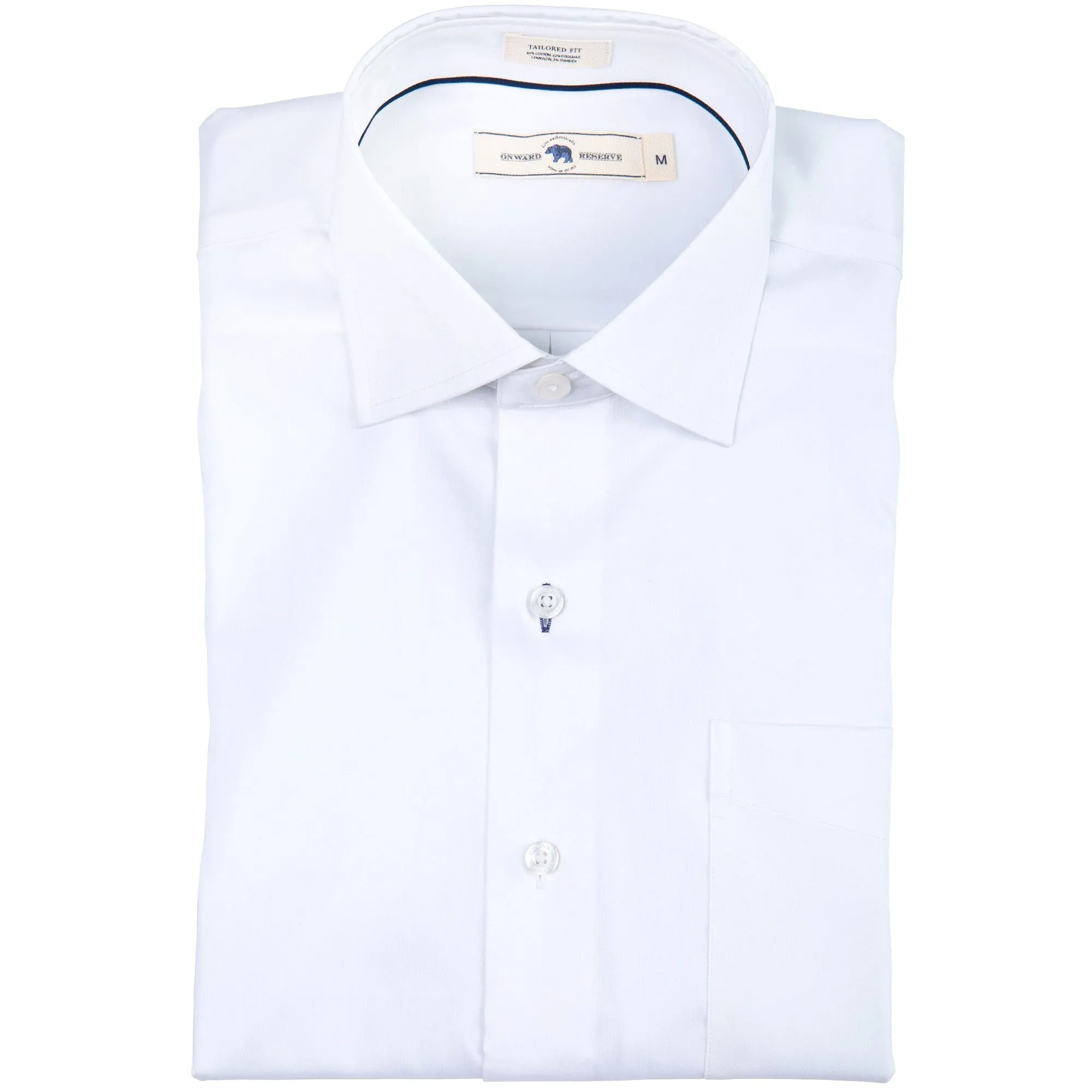 White Tailored Fit Spread Quad Woven - White