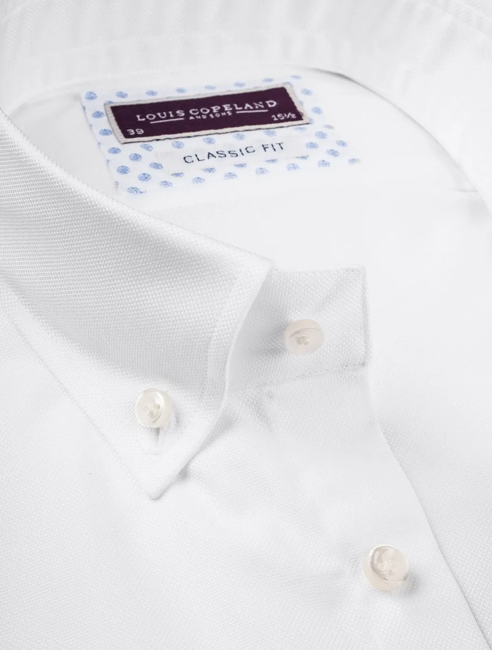 White Weave Pattern Classic Fit Shirt White/tail