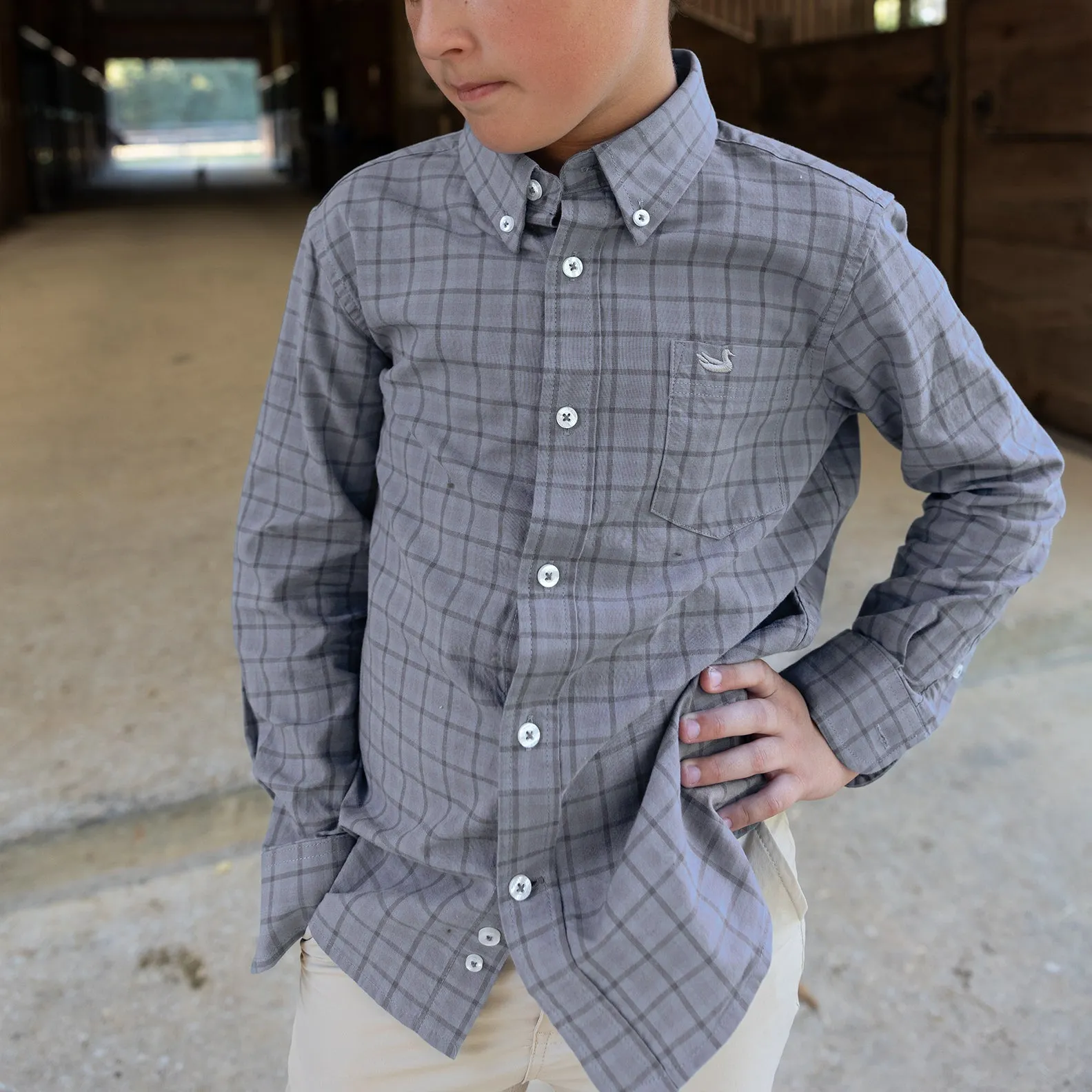 Youth Oak Grove Washed Gingham Dress Shirt